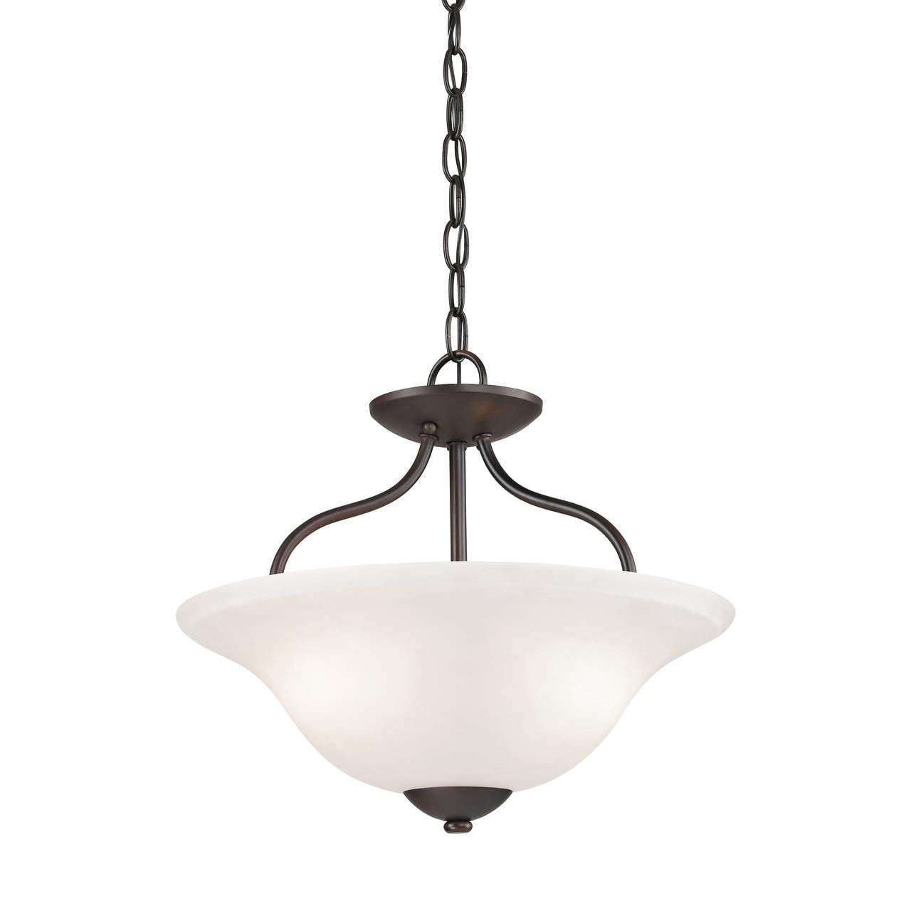 Elegant 2-Light Semi-Flush Mount in Oil Rubbed Bronze with White Glass