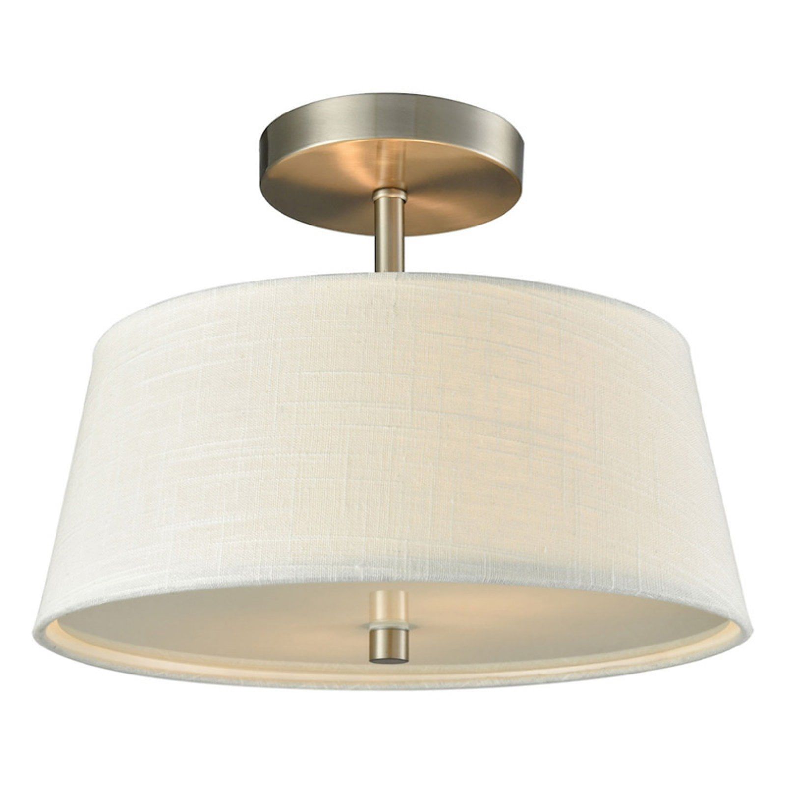 Morgan Contemporary 15" Glass & Nickel Drum Ceiling Light