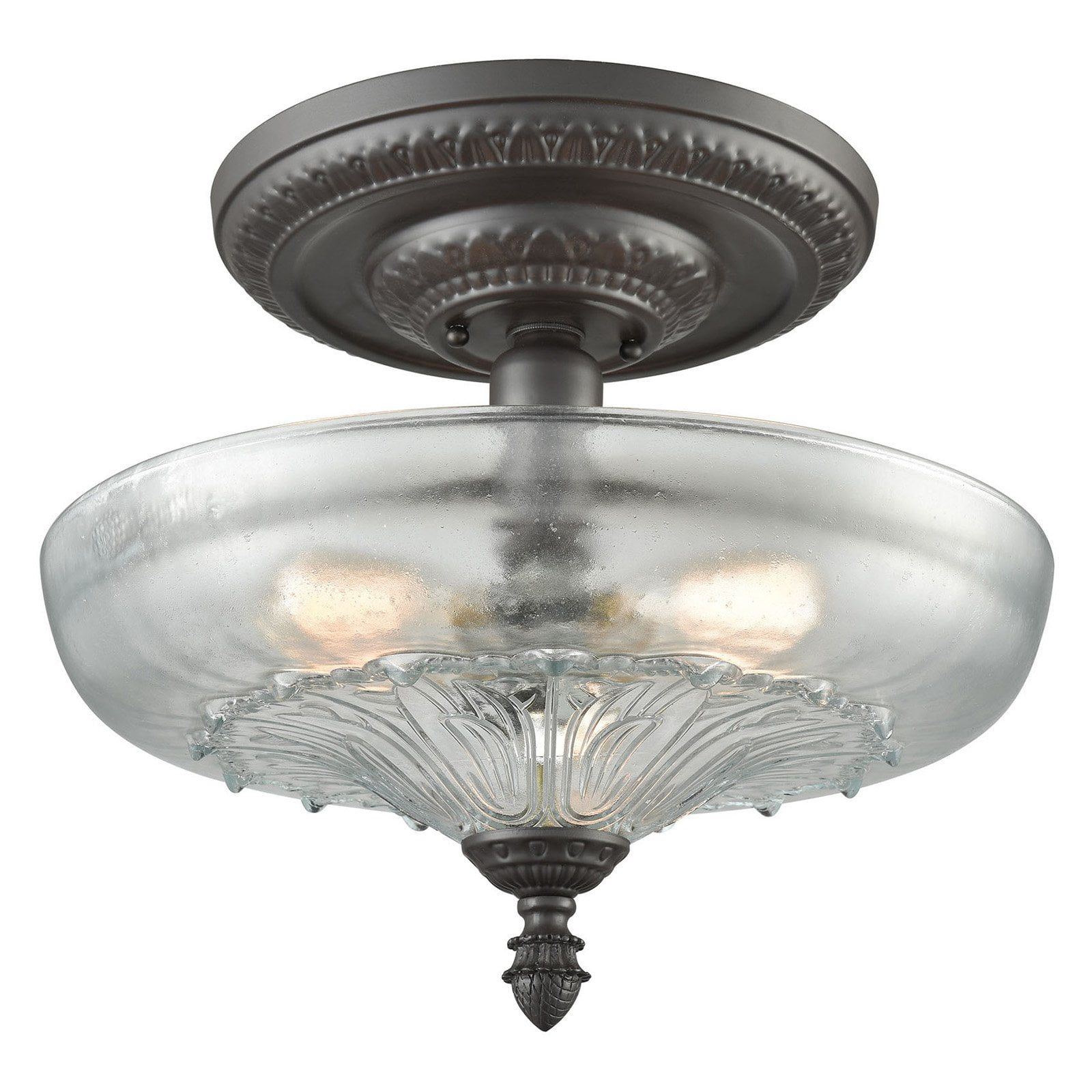 Oil Rubbed Bronze 3-Light Semi-Flush Mount with Clear Glass