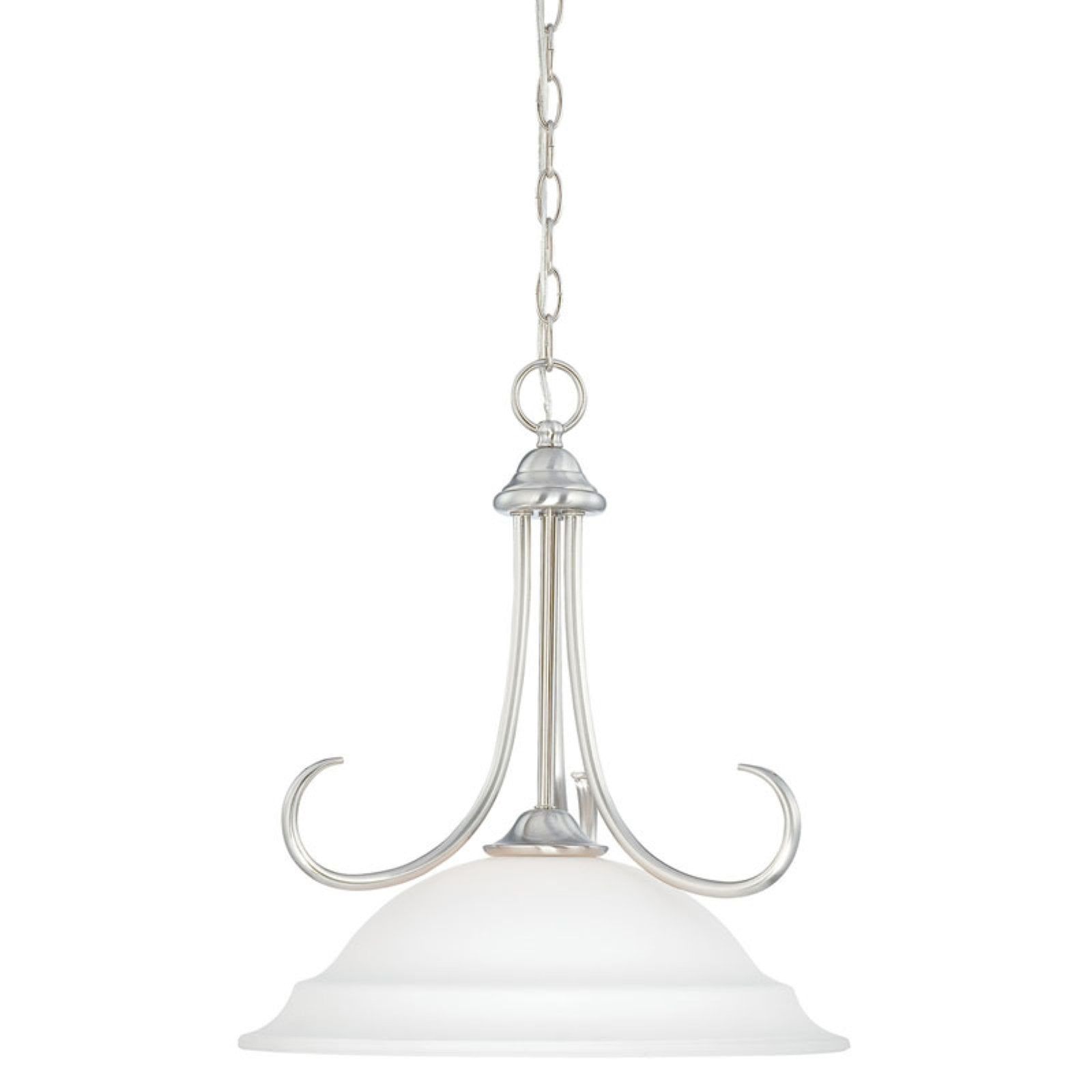 Bella 16" Wide Brushed Nickel Bowl Pendant with White Glass Shade