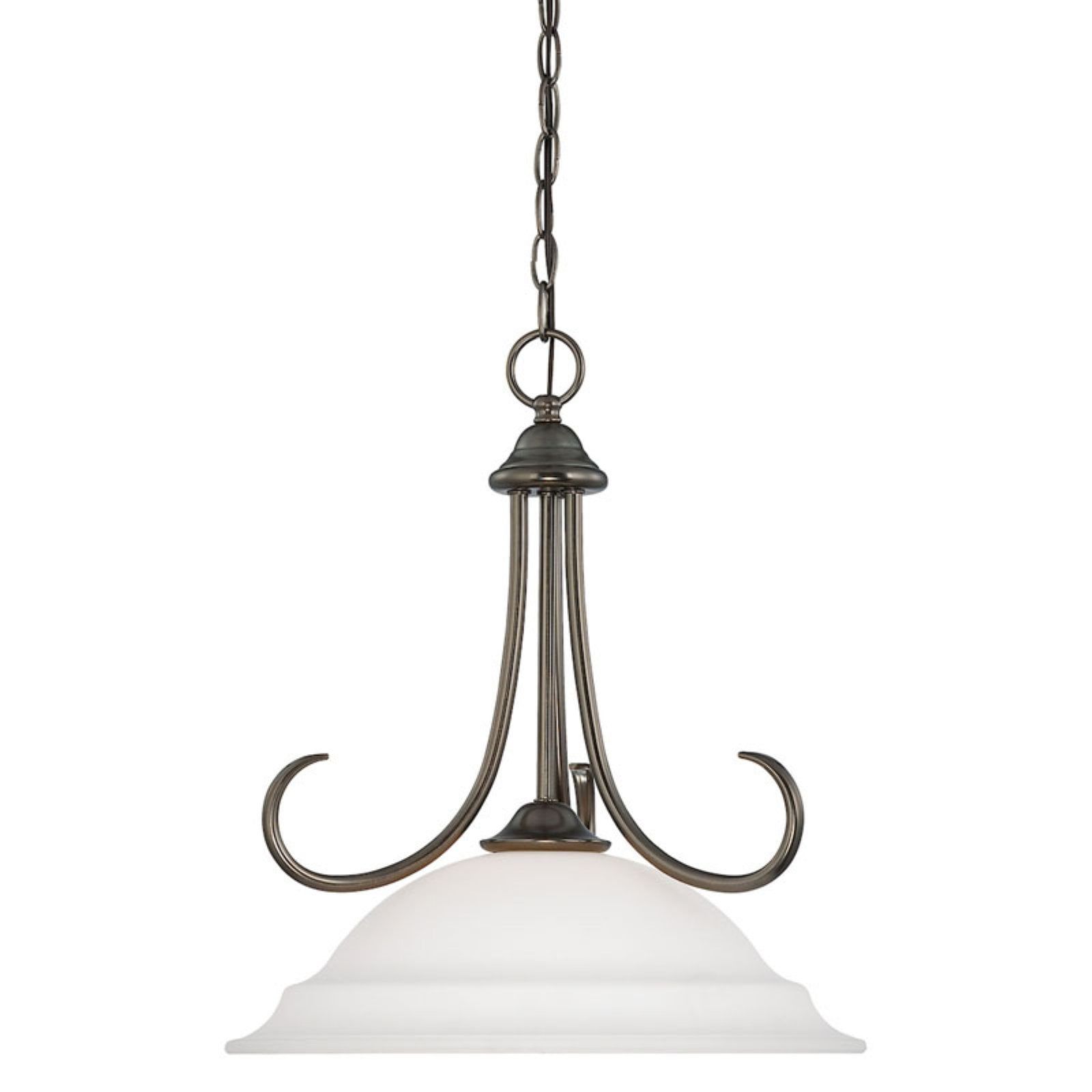 Elegant Oiled Bronze 1-Light Pendant with White Glass Bowl