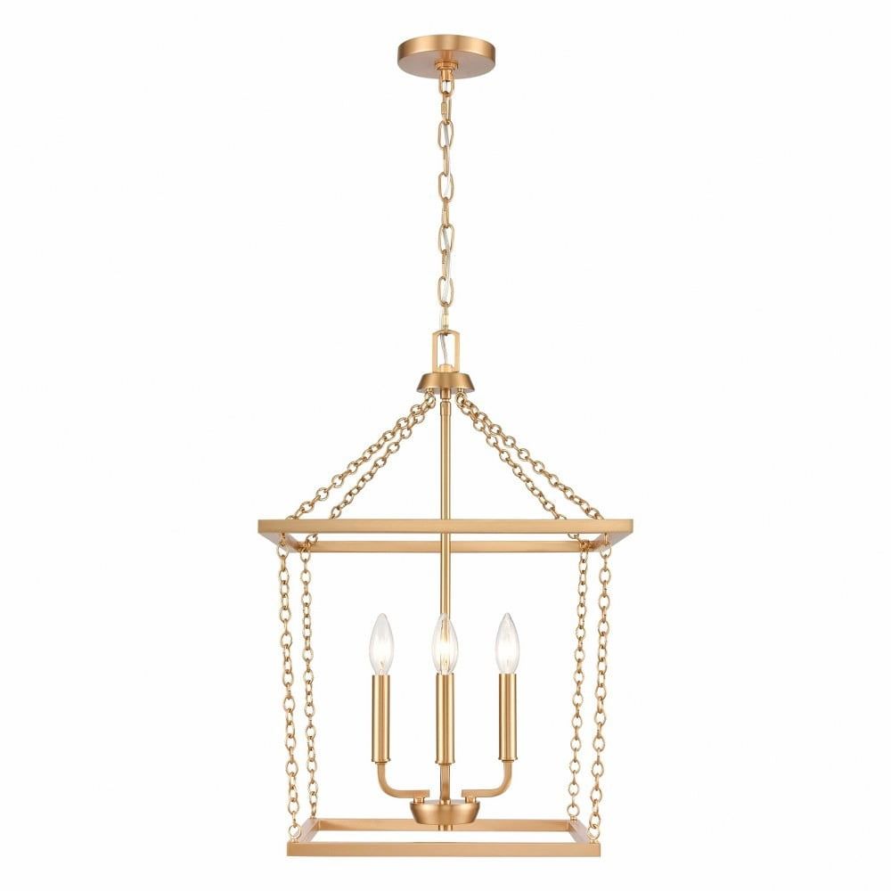 Elegant Emmett Brushed Gold 4-Light Open Lantern Pendant