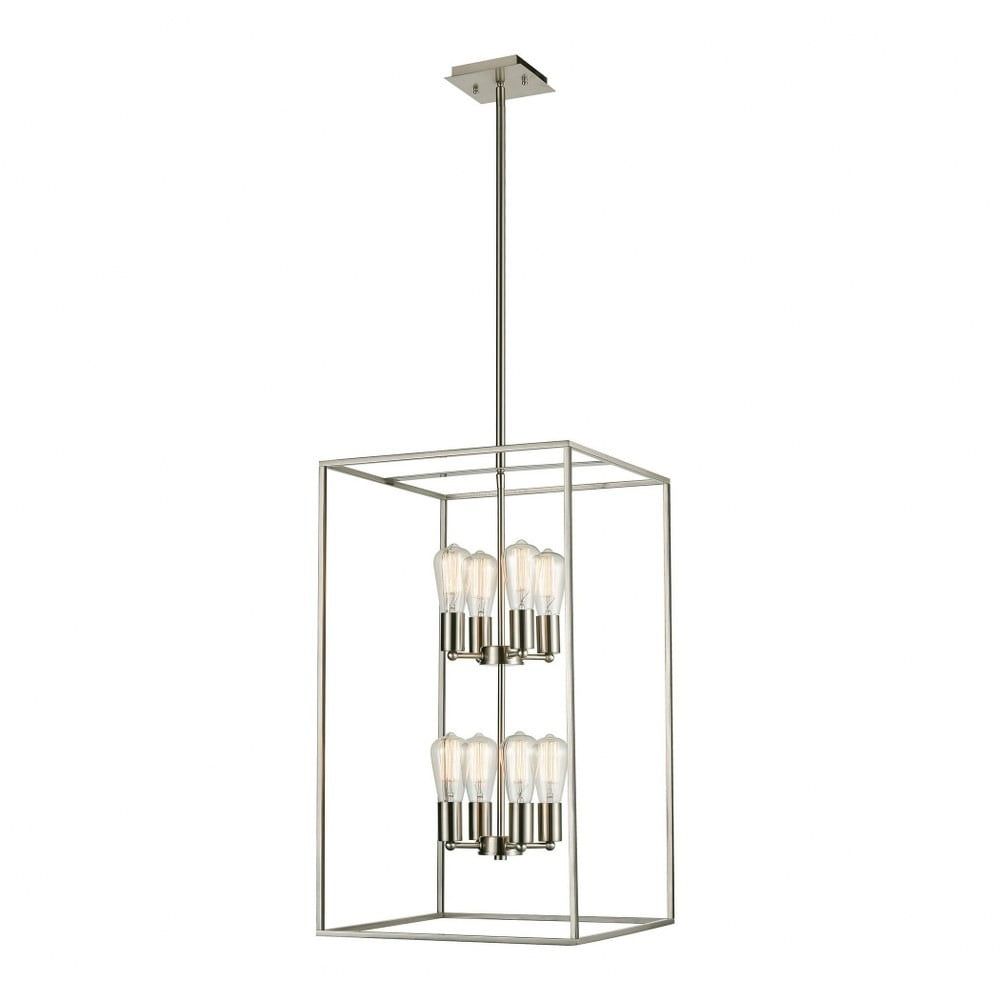 Williamsport 8-Light Brushed Nickel Glass Pendant