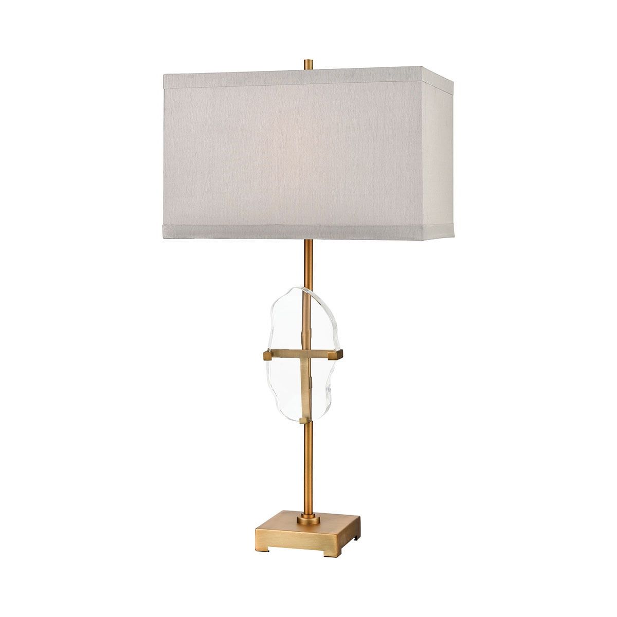 Clear and Bronze 18-Inch Table Lamp with Gray Shade