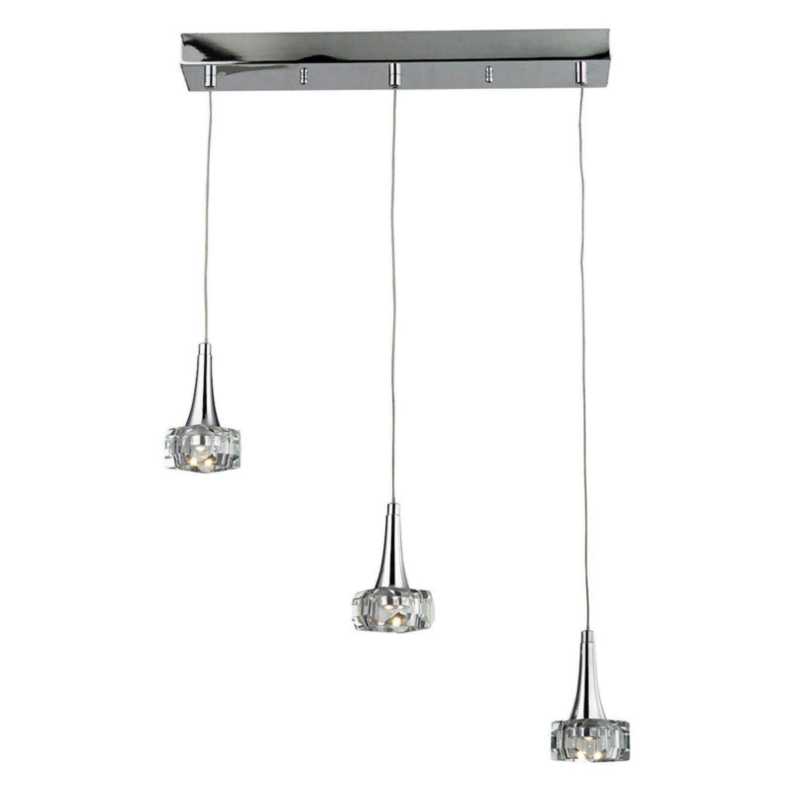 Alea 19" Polished Chrome LED Pendant with Cut Crystal Shade