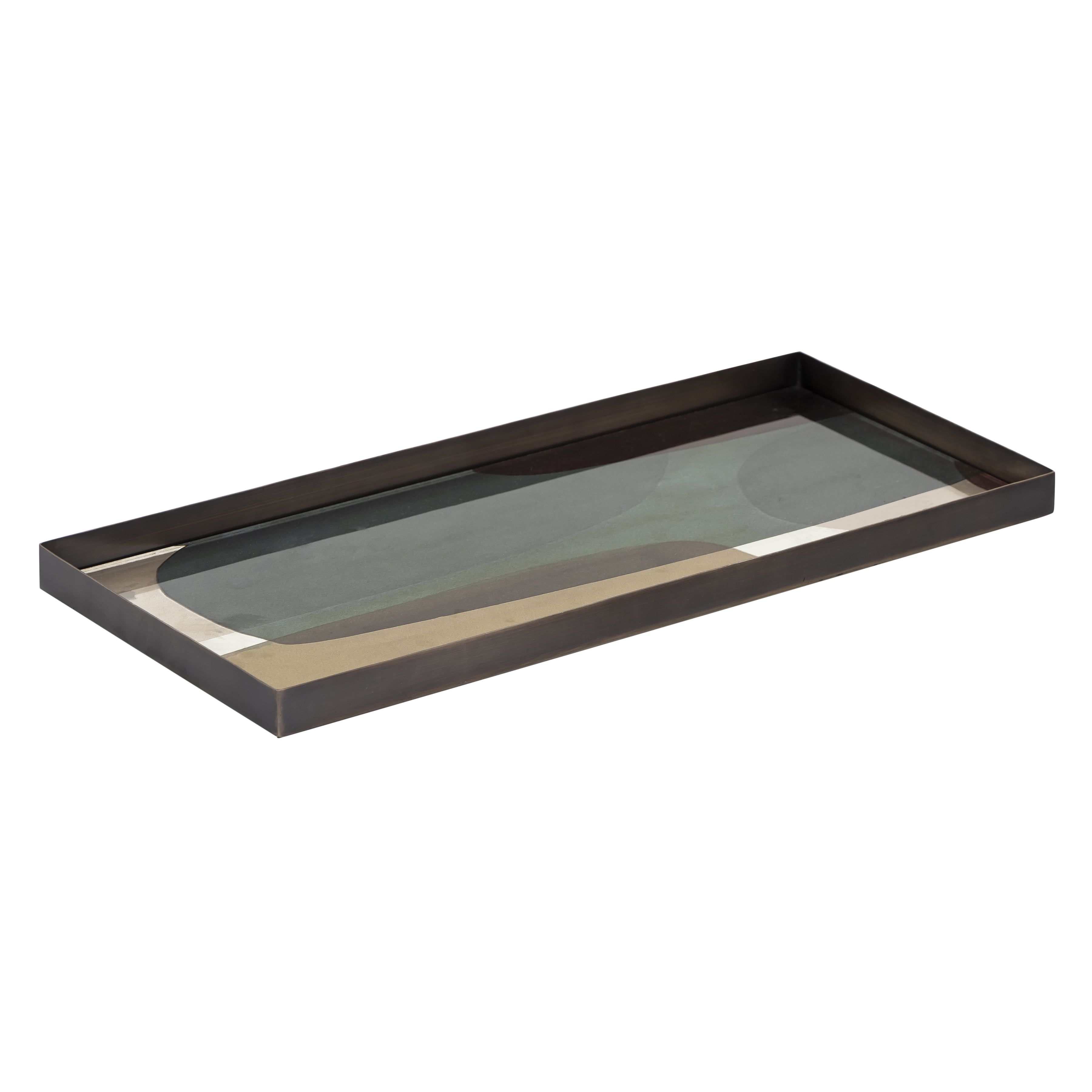 Gresham 21.25-Inch Rectangular Bronze Geometric Tray