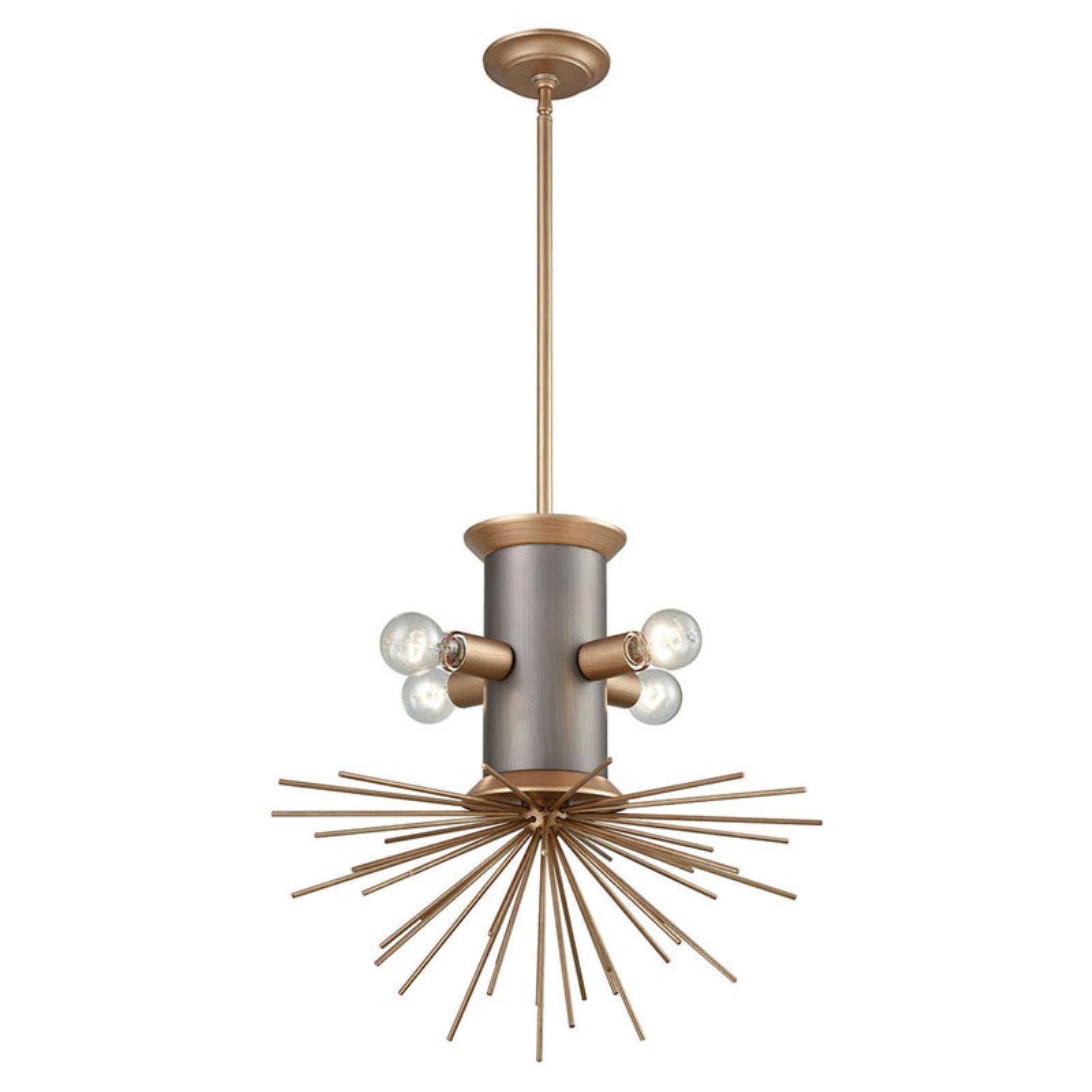 Antique Gold and Zinc 21-Inch Sputnik Chandelier