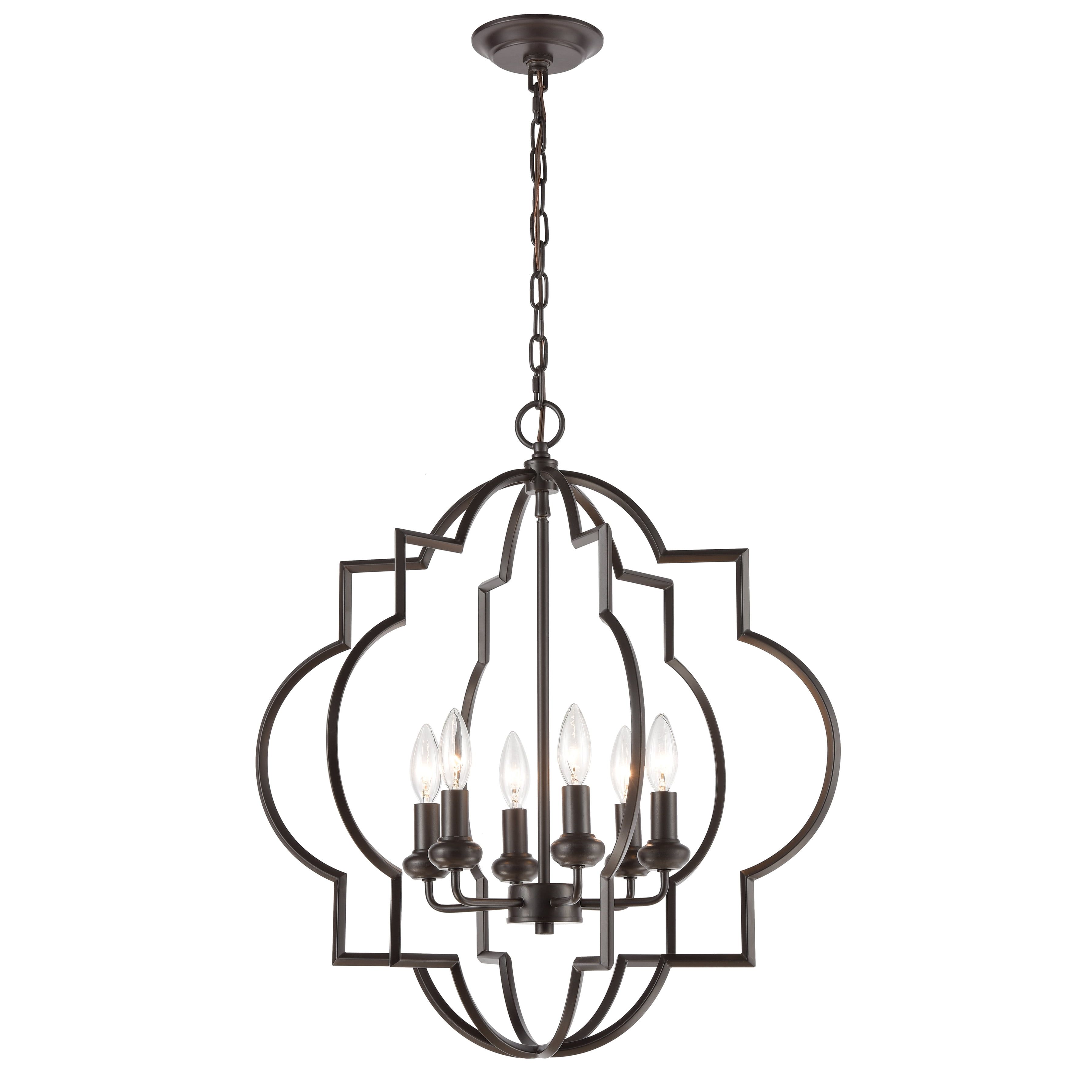 Oil Rubbed Bronze 6-Light Quatrefoil Chandelier