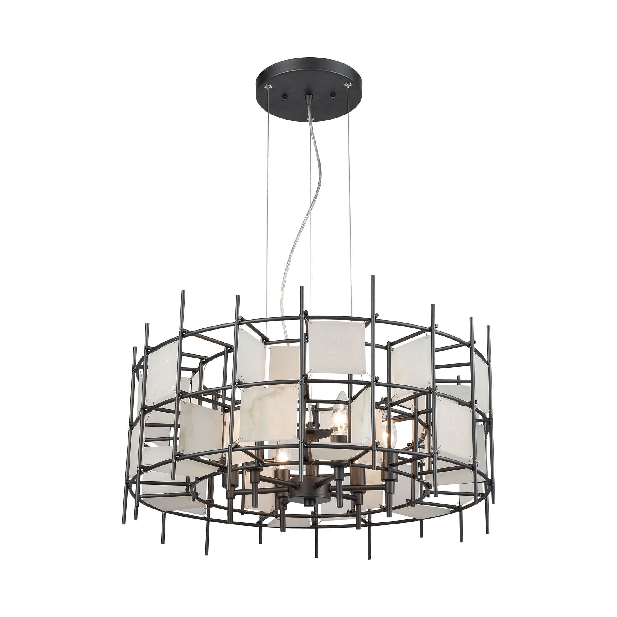 Dark Graphite Alabaster Stone 6-Light Chandelier