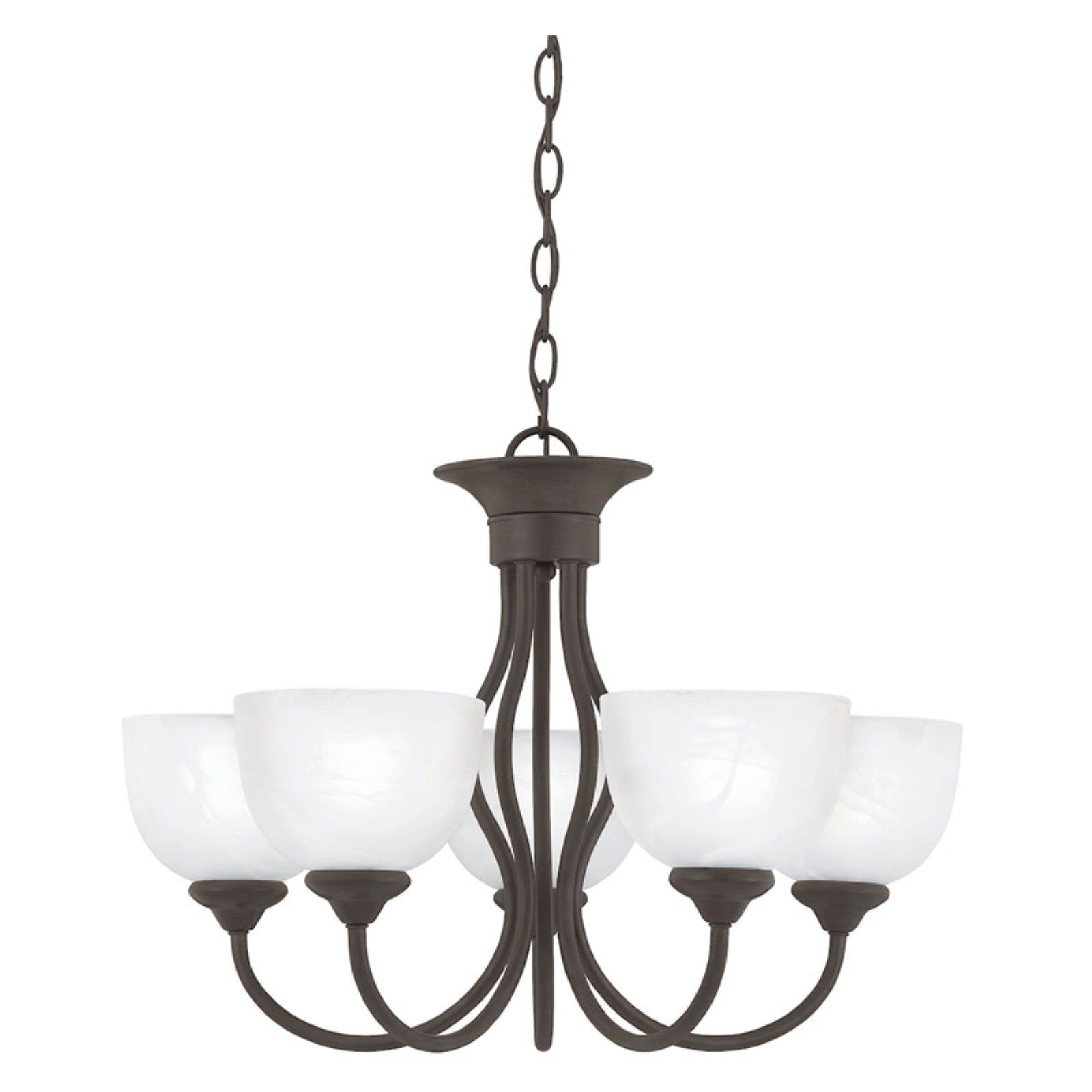 Elegant Tahoe 5-Light Chandelier in Painted Bronze with Frosted Glass