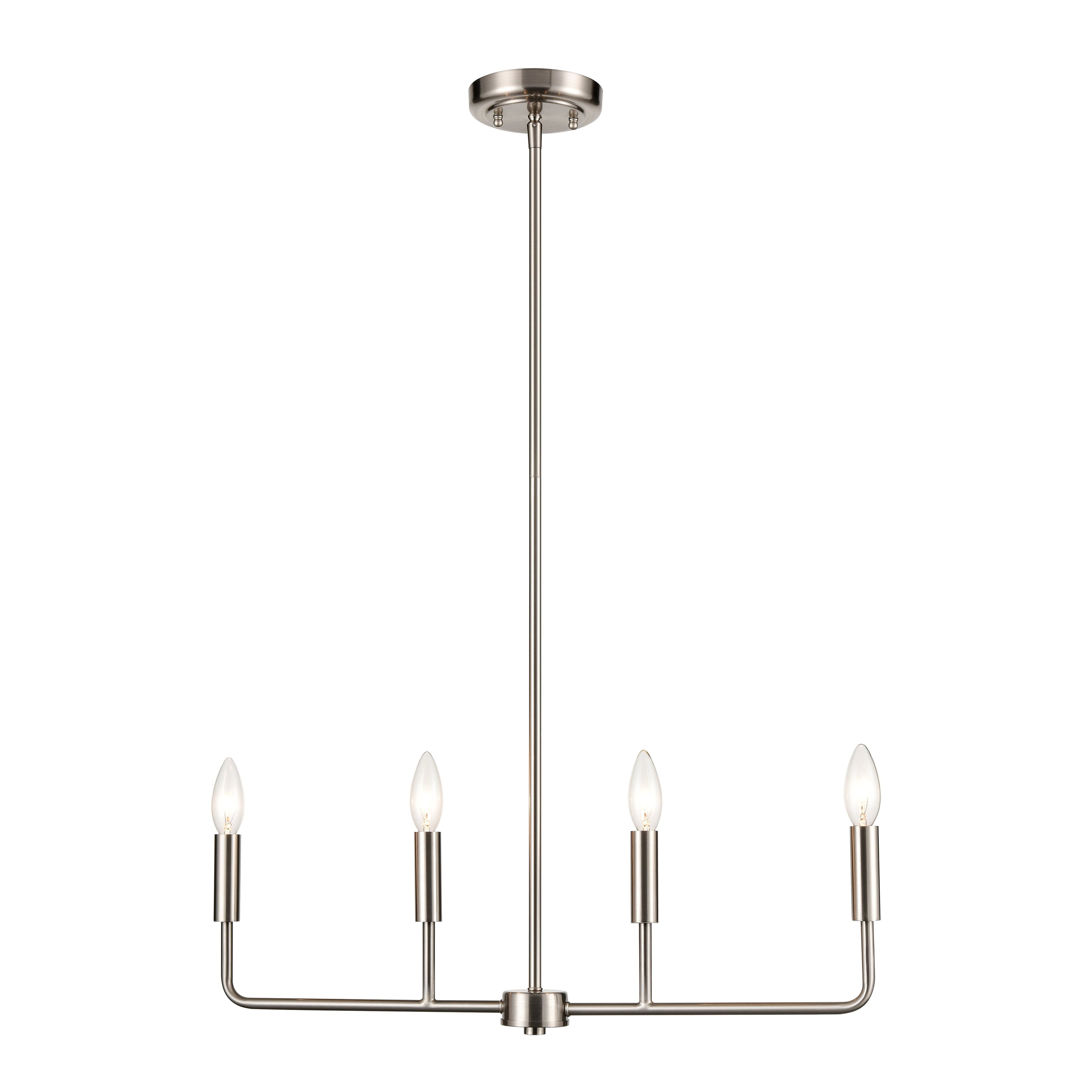 Elegant 4-Light Brushed Nickel Candelabra Chandelier