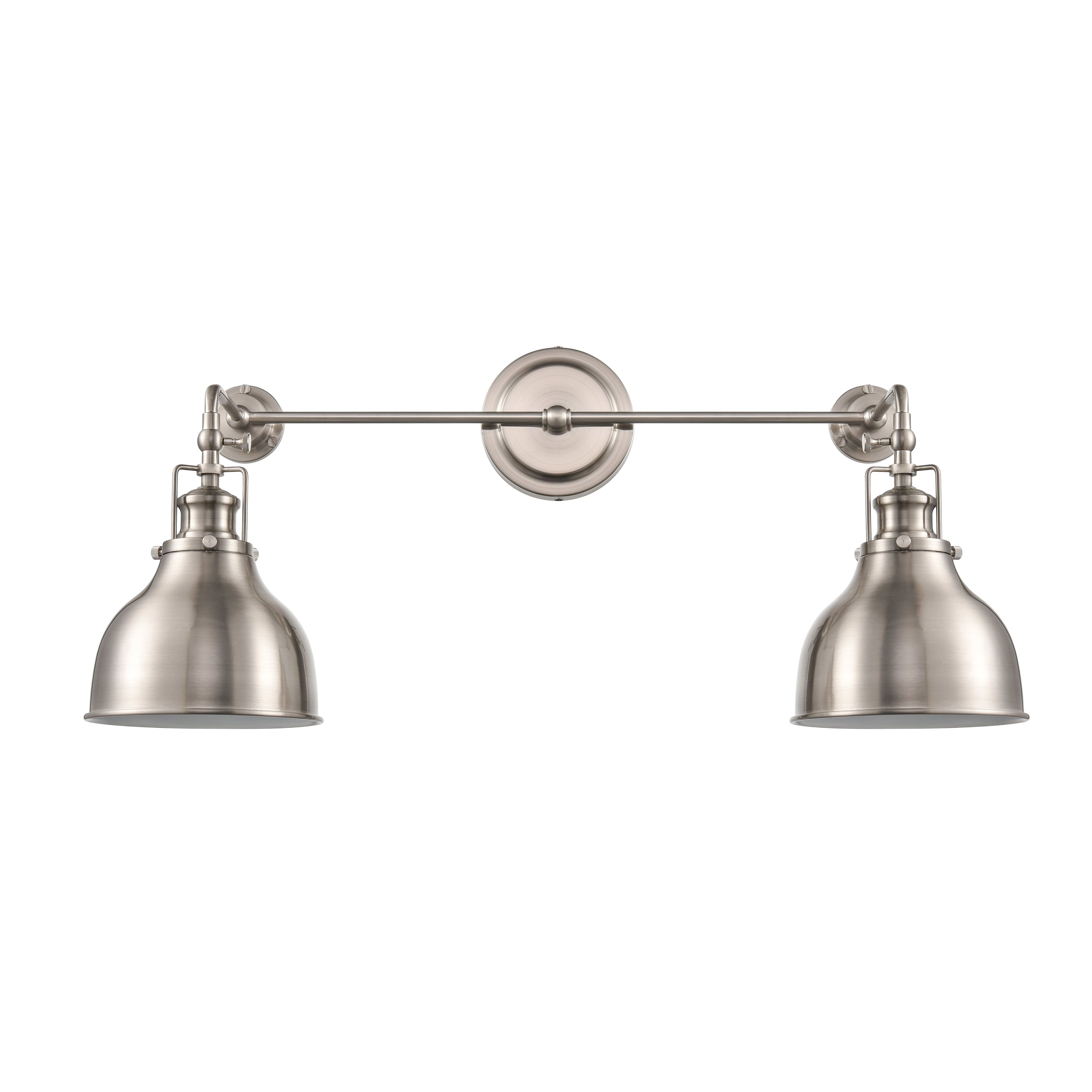 Satin Nickel 2-Light Dimmable Metal Sconce