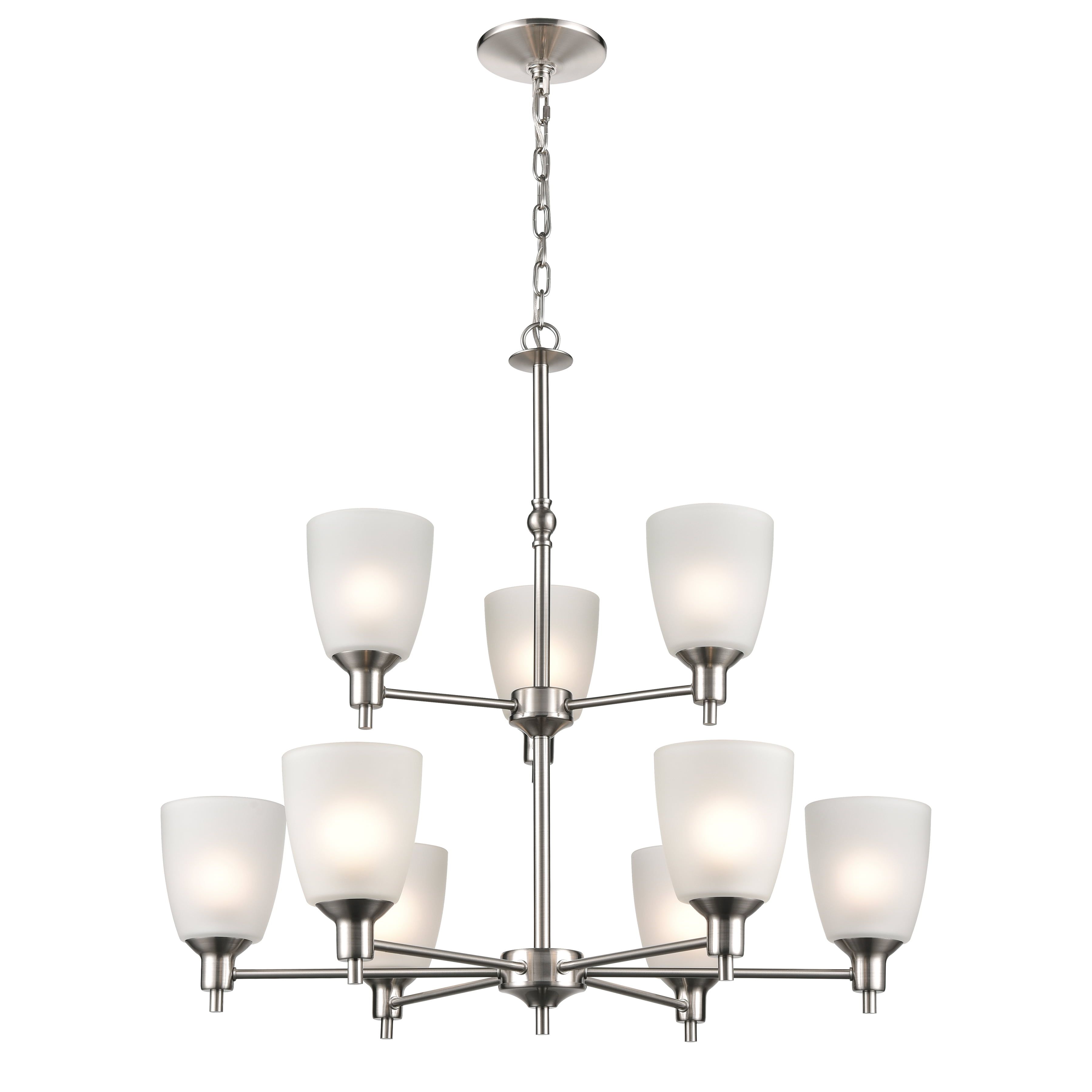 Park Slope Transitional Brushed Nickel 9-Light Chandelier