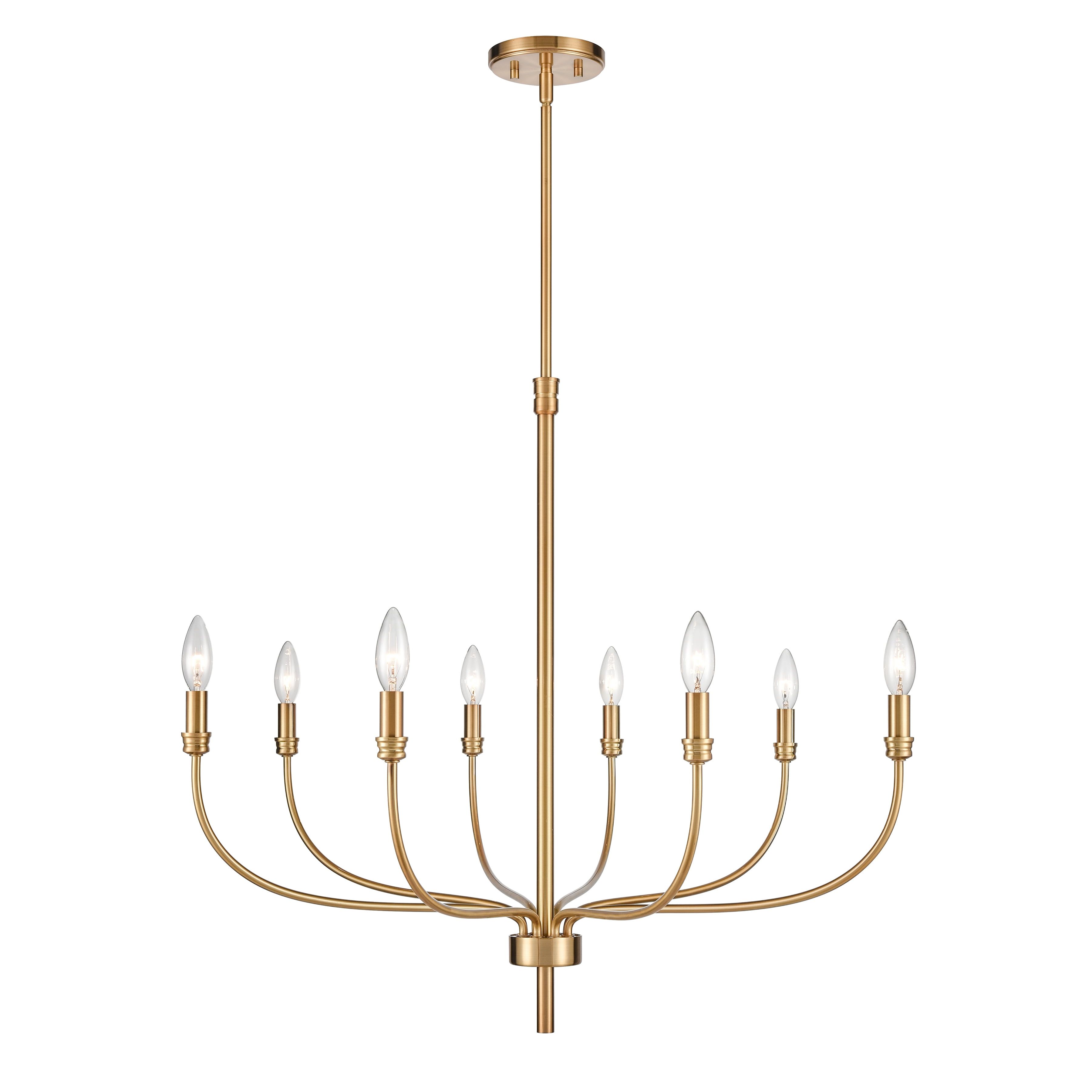 Elegant Satin Brass 8-Light Traditional Chandelier