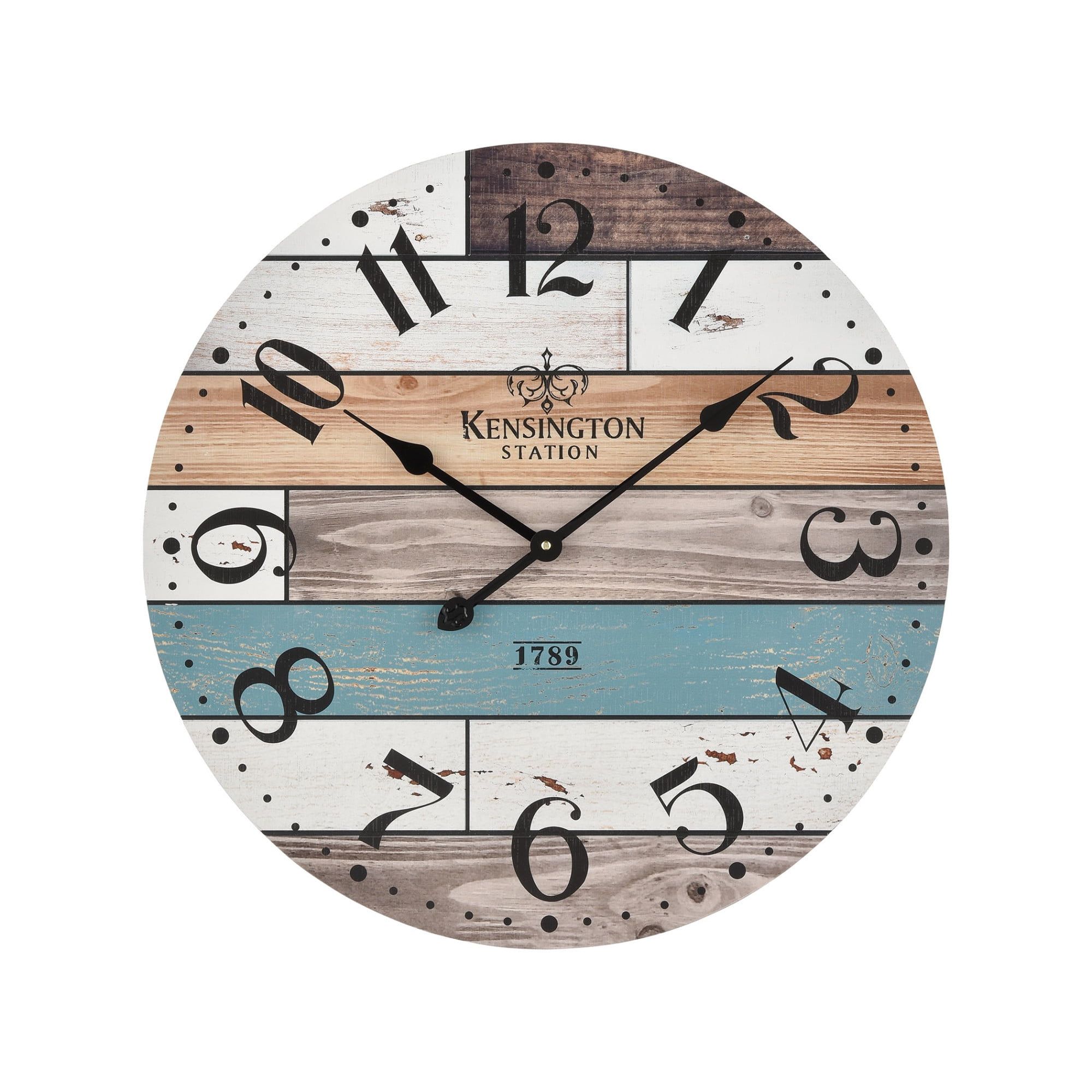 Herrera 24" Natural Blue White MDF Wall Clock