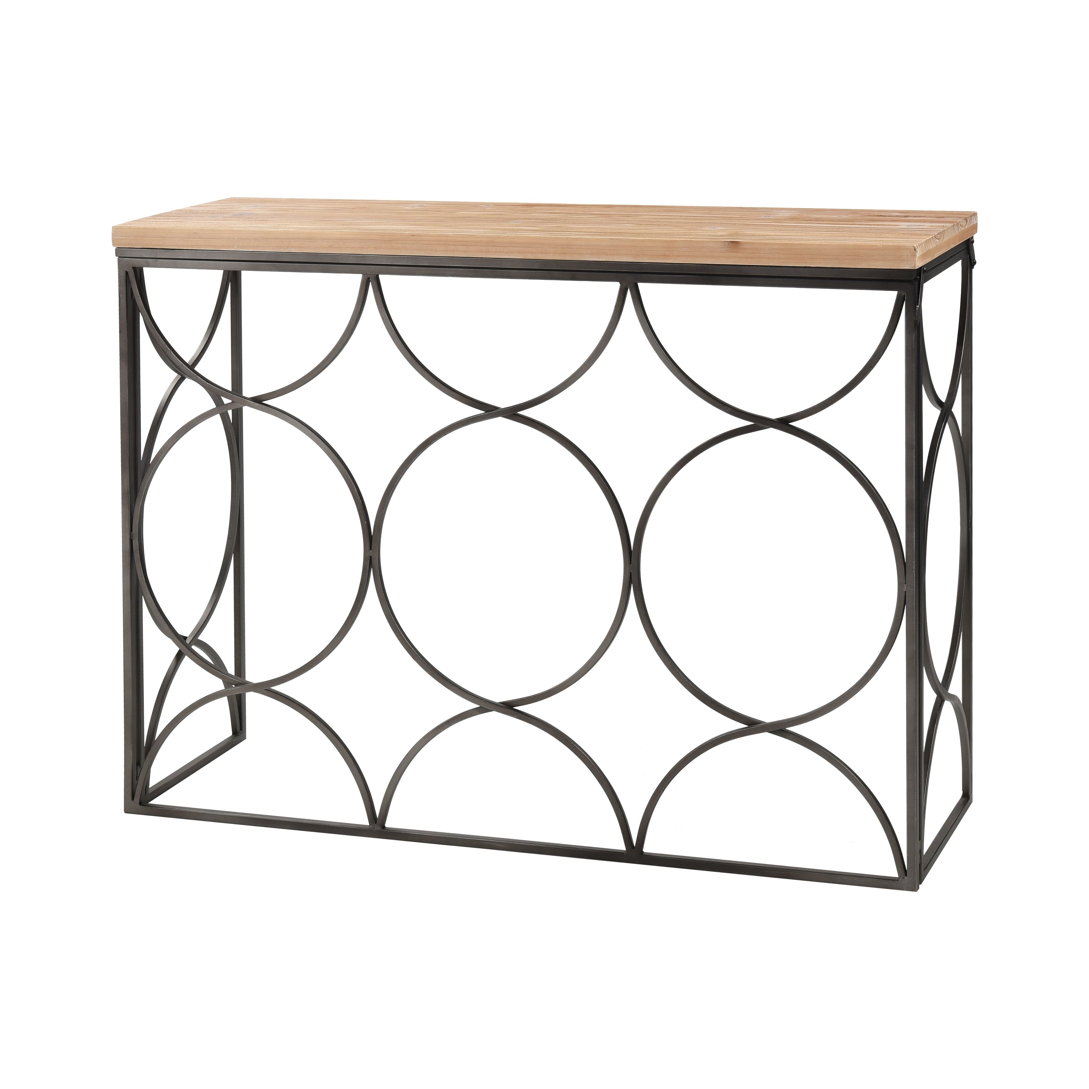 Billings 43'' Natural Wood and Metal Loop-Base Console Table