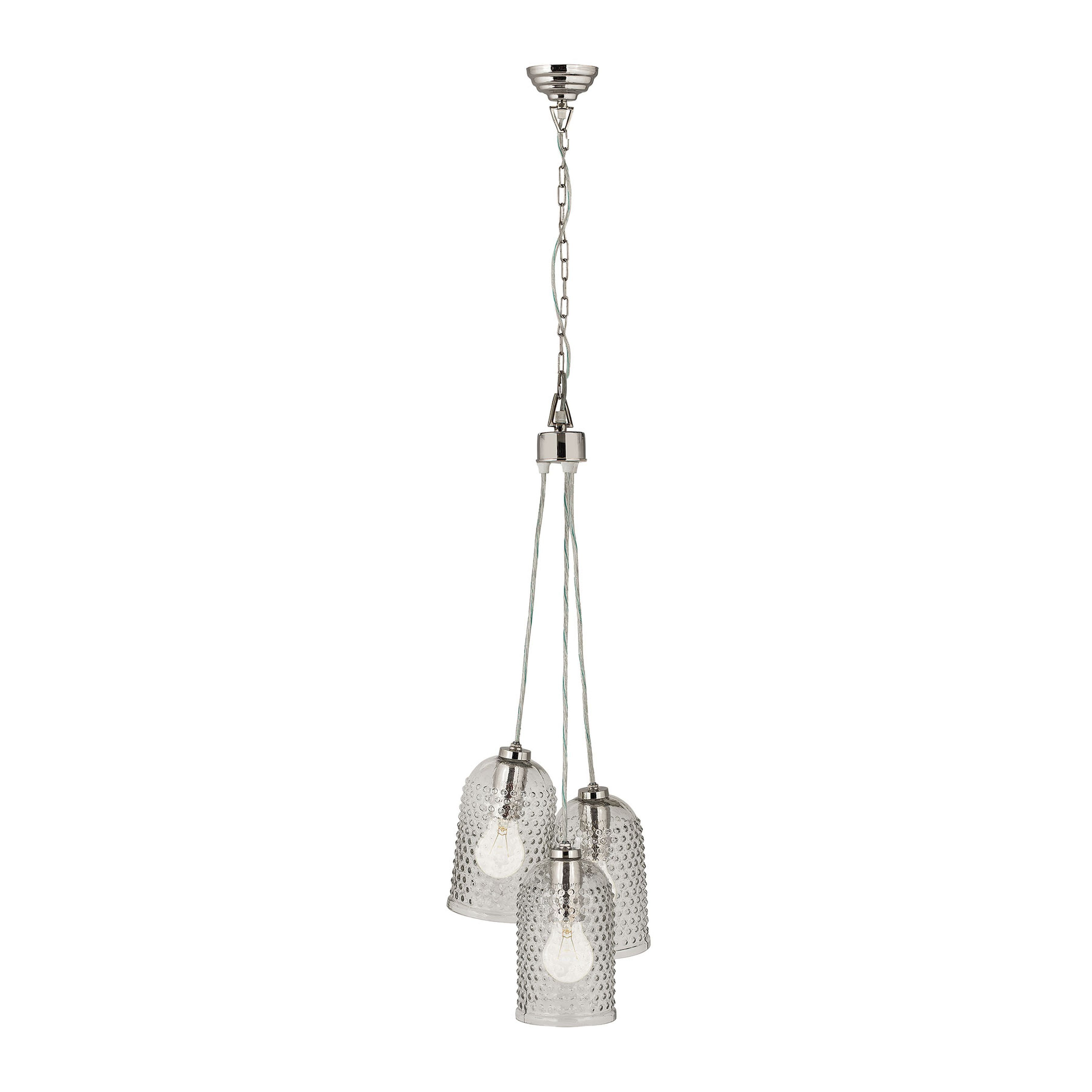 Clear Hammered Glass 3-Light Mini Pendant