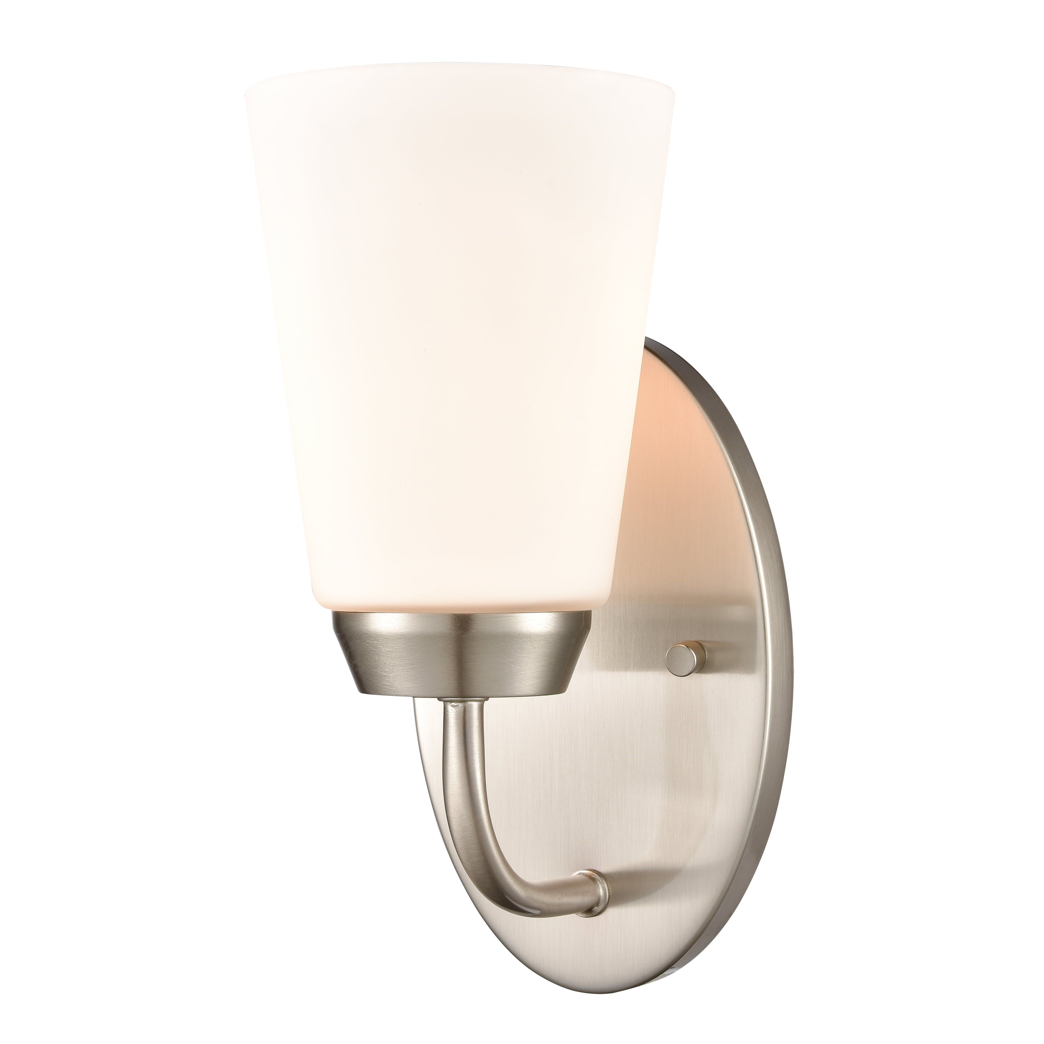 Brushed Nickel Frosted Glass 1-Light Wall Sconce