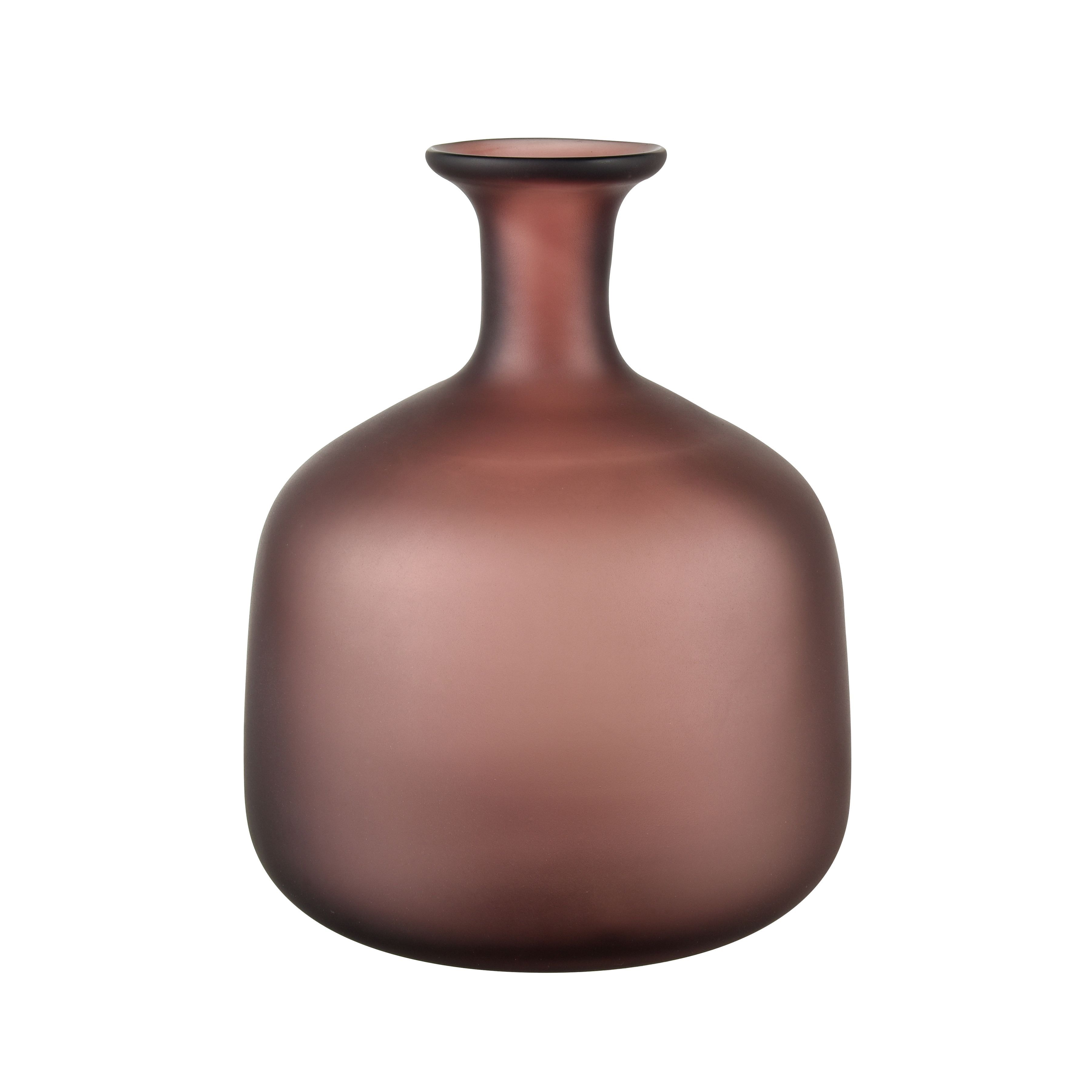 Plum Matte Glass Traditional Bottle Vase, 10-Inch