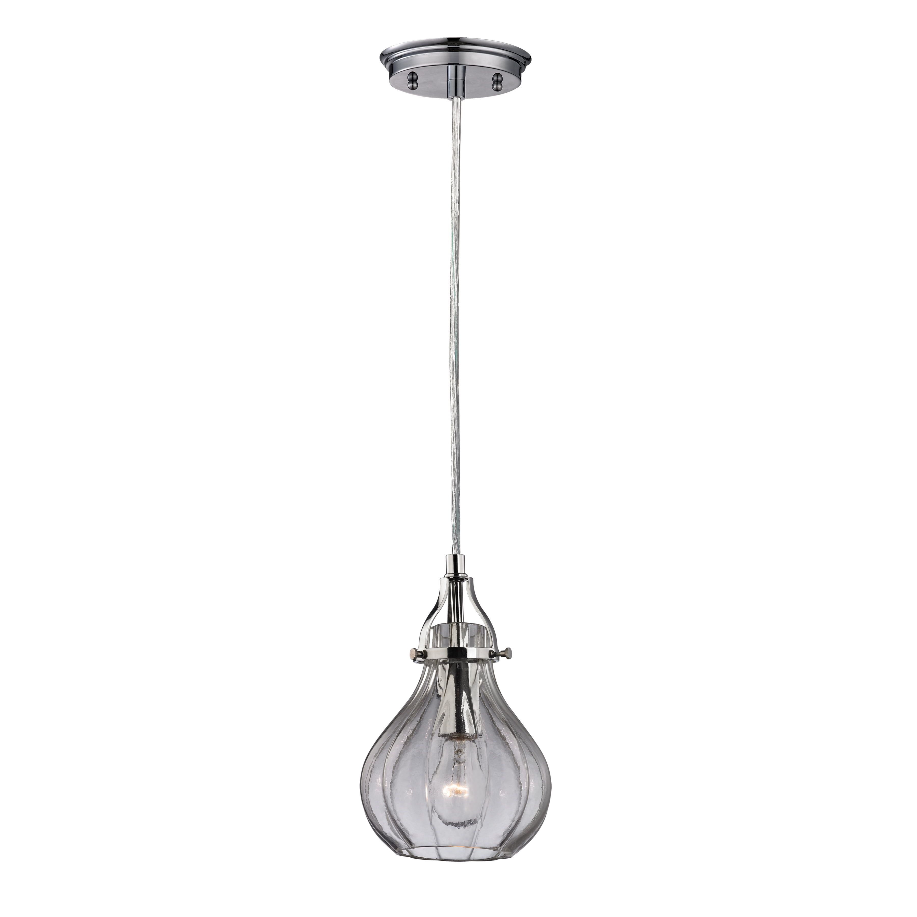 Danica 6-Inch Polished Chrome Glass Pendant Light