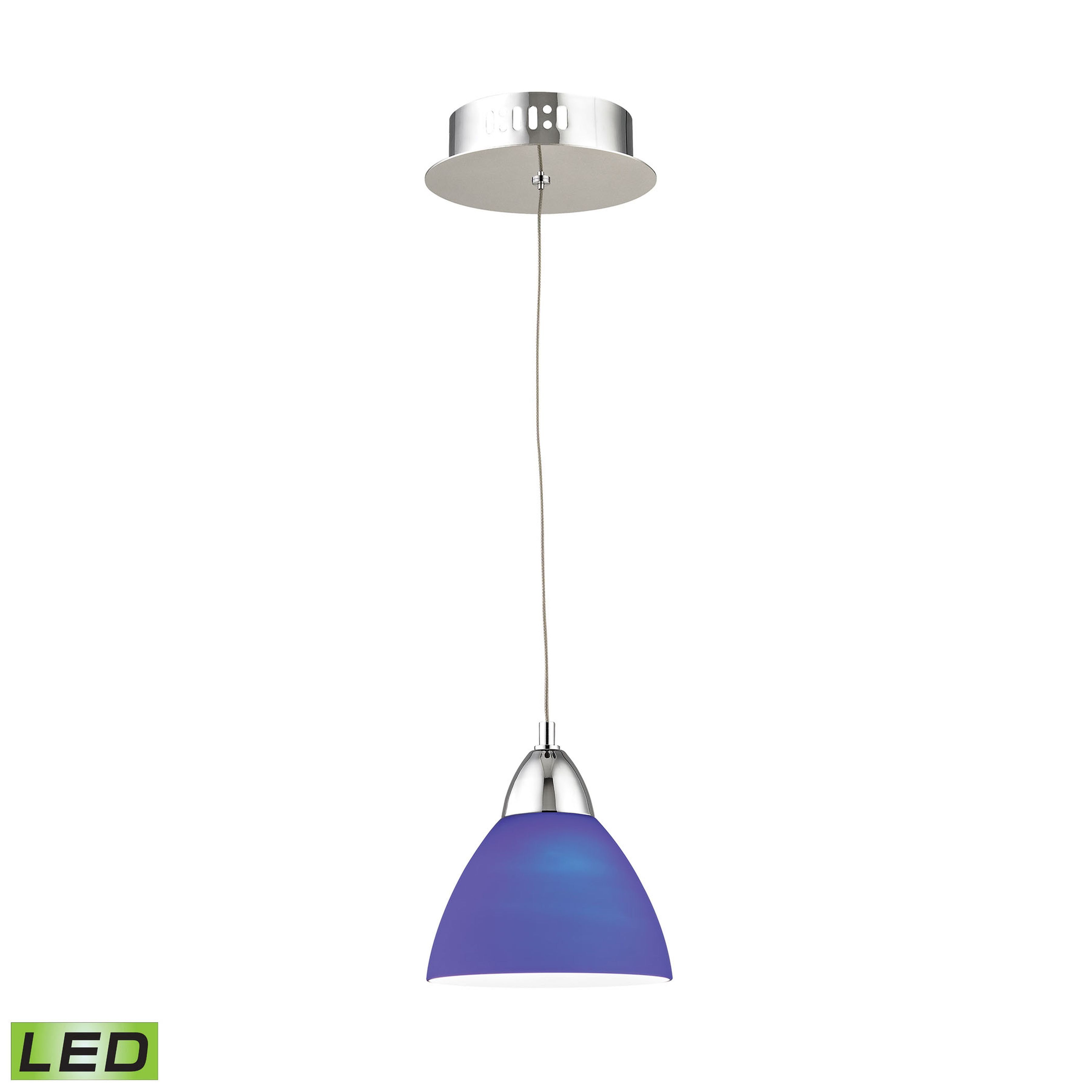 Piatto Chrome and Blue Glass 6" LED Mini Pendant