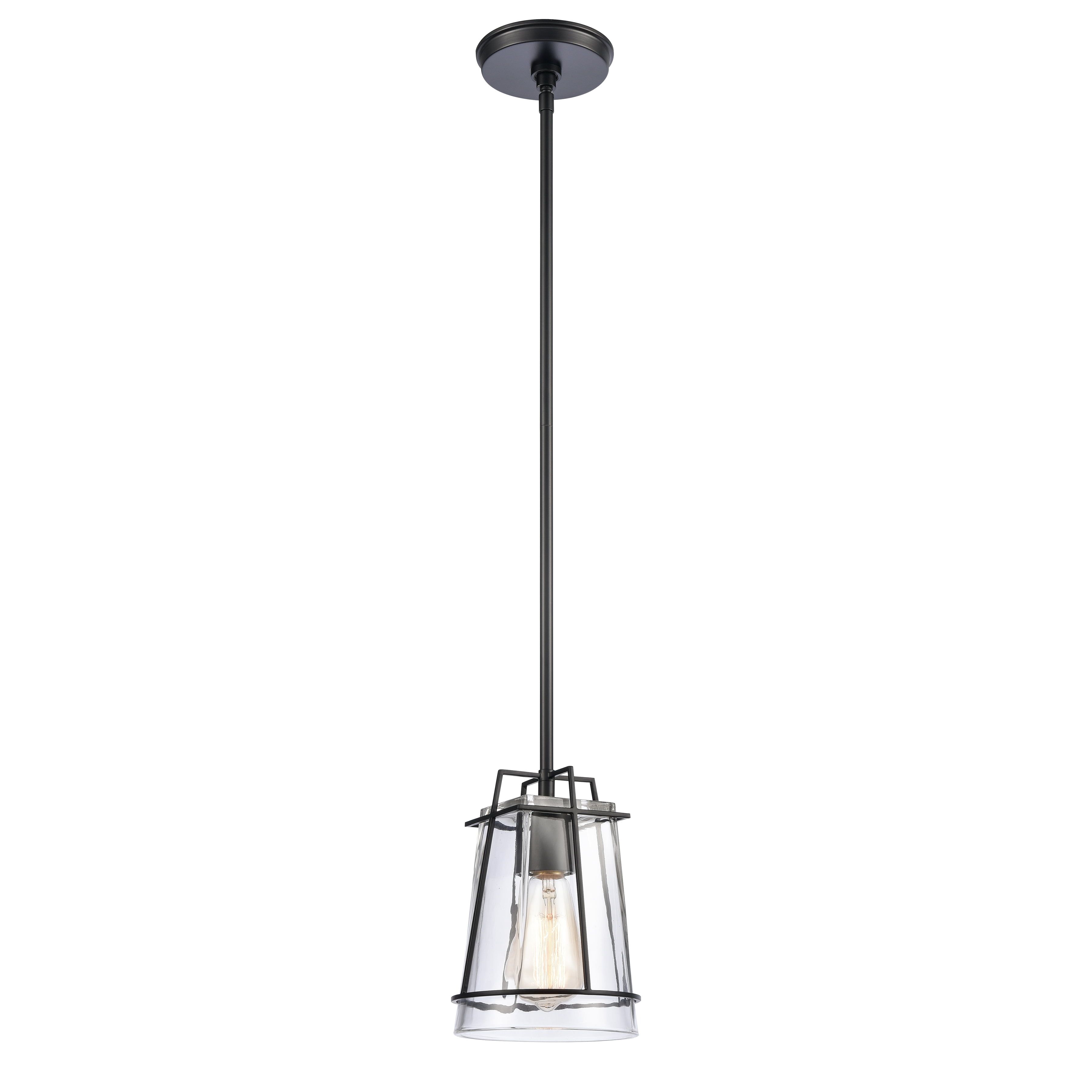 Matte Black and Clear Glass Mini Pendant Light