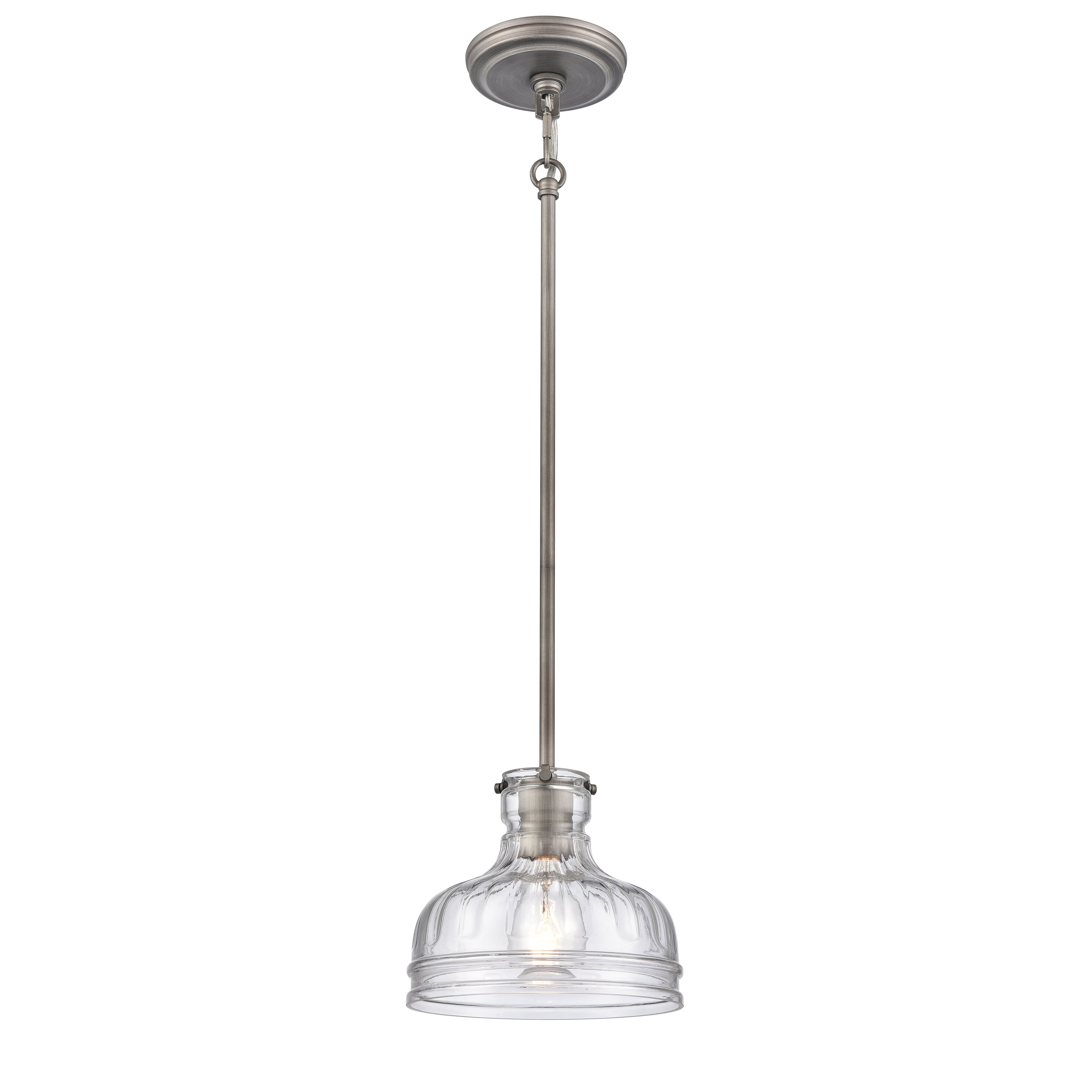 Orinoco Weathered Zinc Mini Pendant with Clear Glass