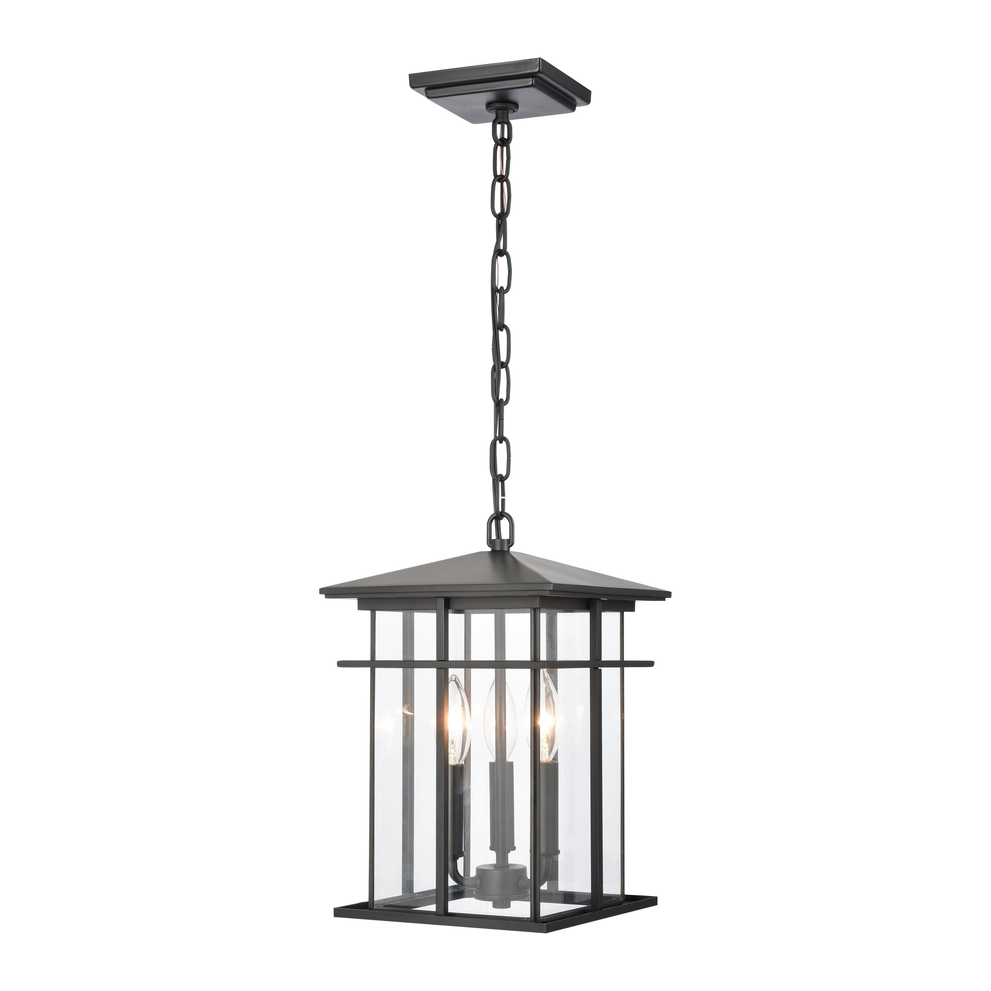 Oak Park Matte Black Aluminum 3-Light Outdoor Pendant