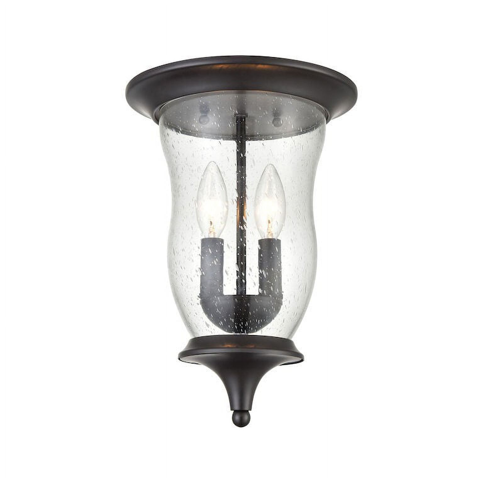 Trinity Oil Rubbed Bronze 2-Light Flush Mount with Seeded Glass