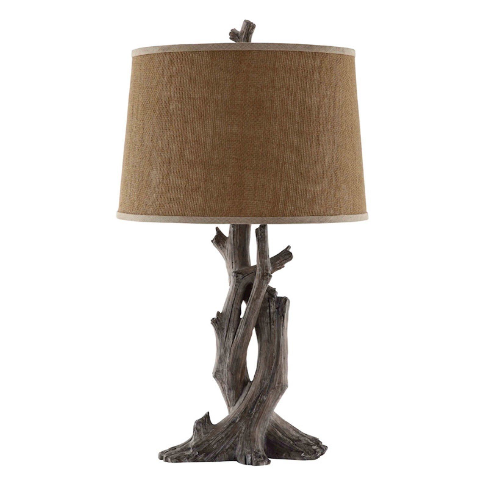 Cusworth Antique Bronze Resin Table Lamp with Burlap Shade