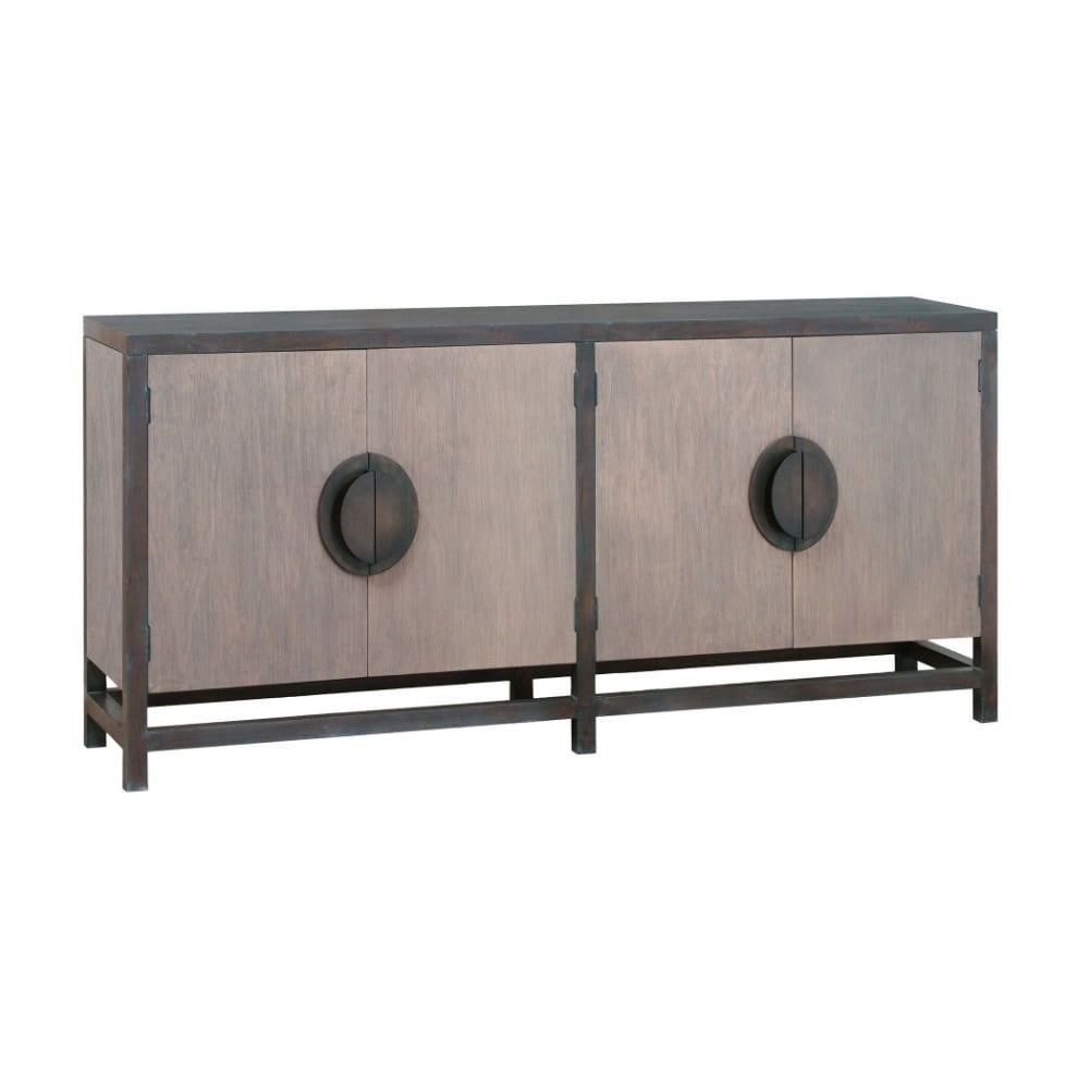 Heritage Gray Mahogany 72" Rustic 4-Door Credenza