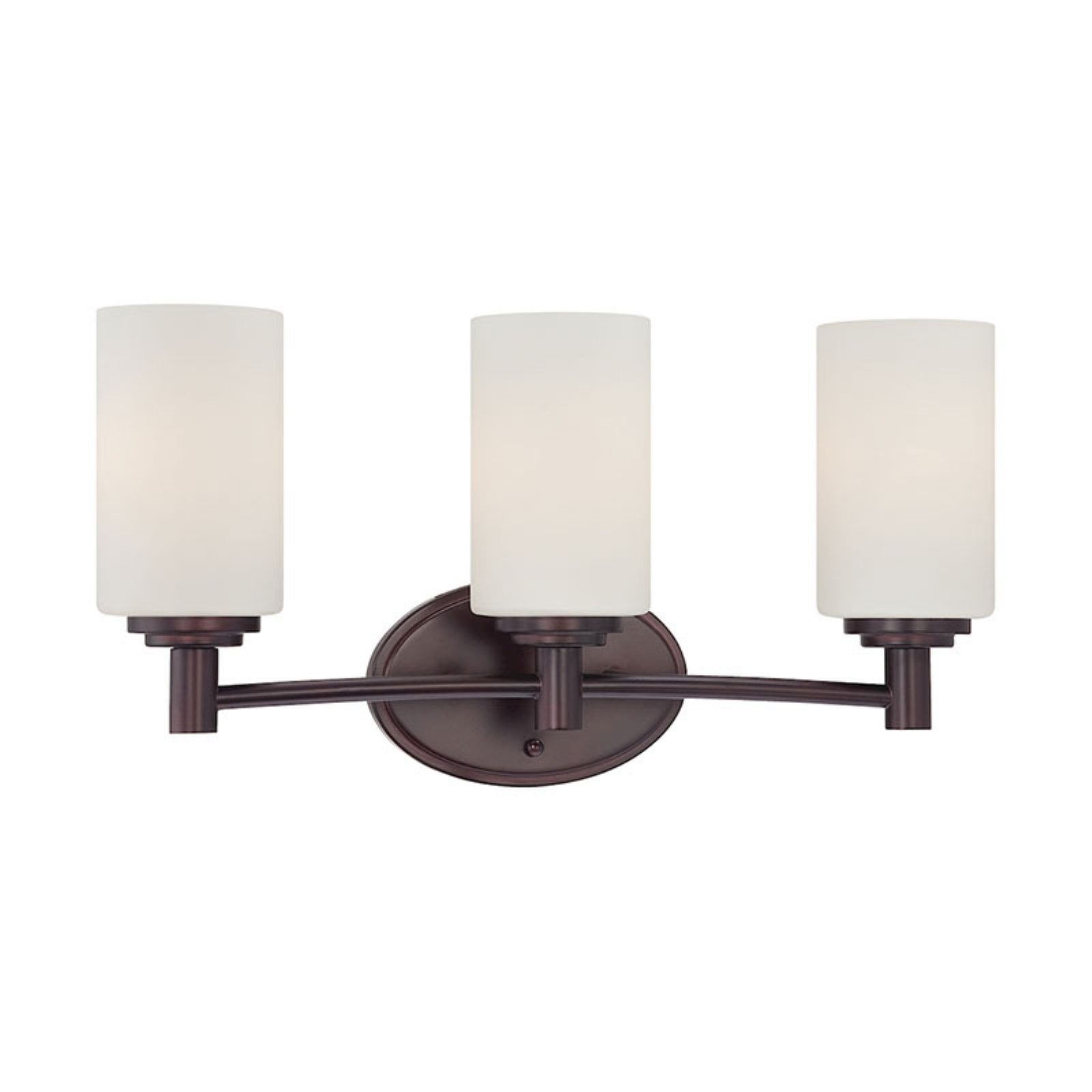 Sienna Bronze 3-Light Bathroom Vanity Light with White Glass Shades