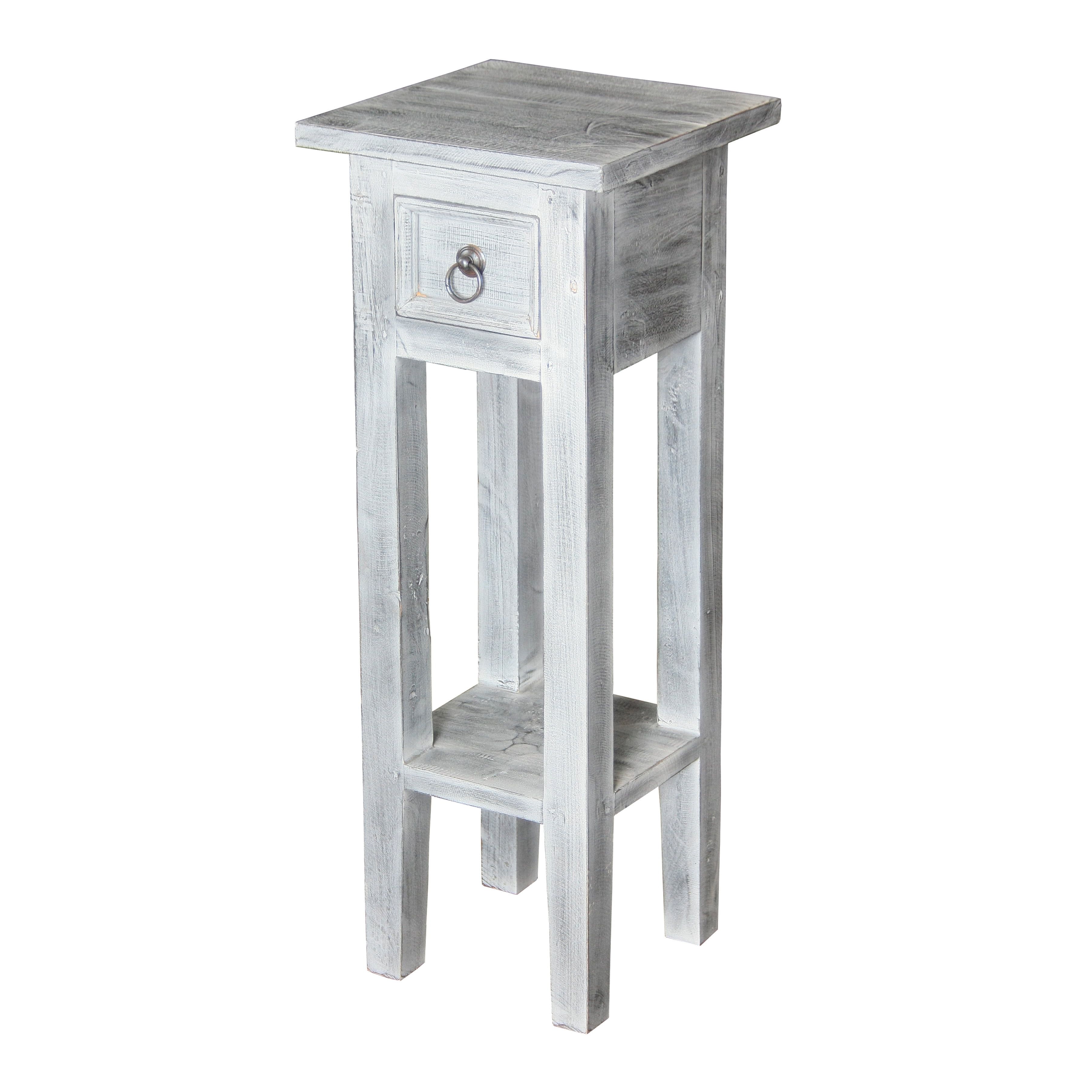 Sutter Whitewash Square Wood Accent Table with Storage