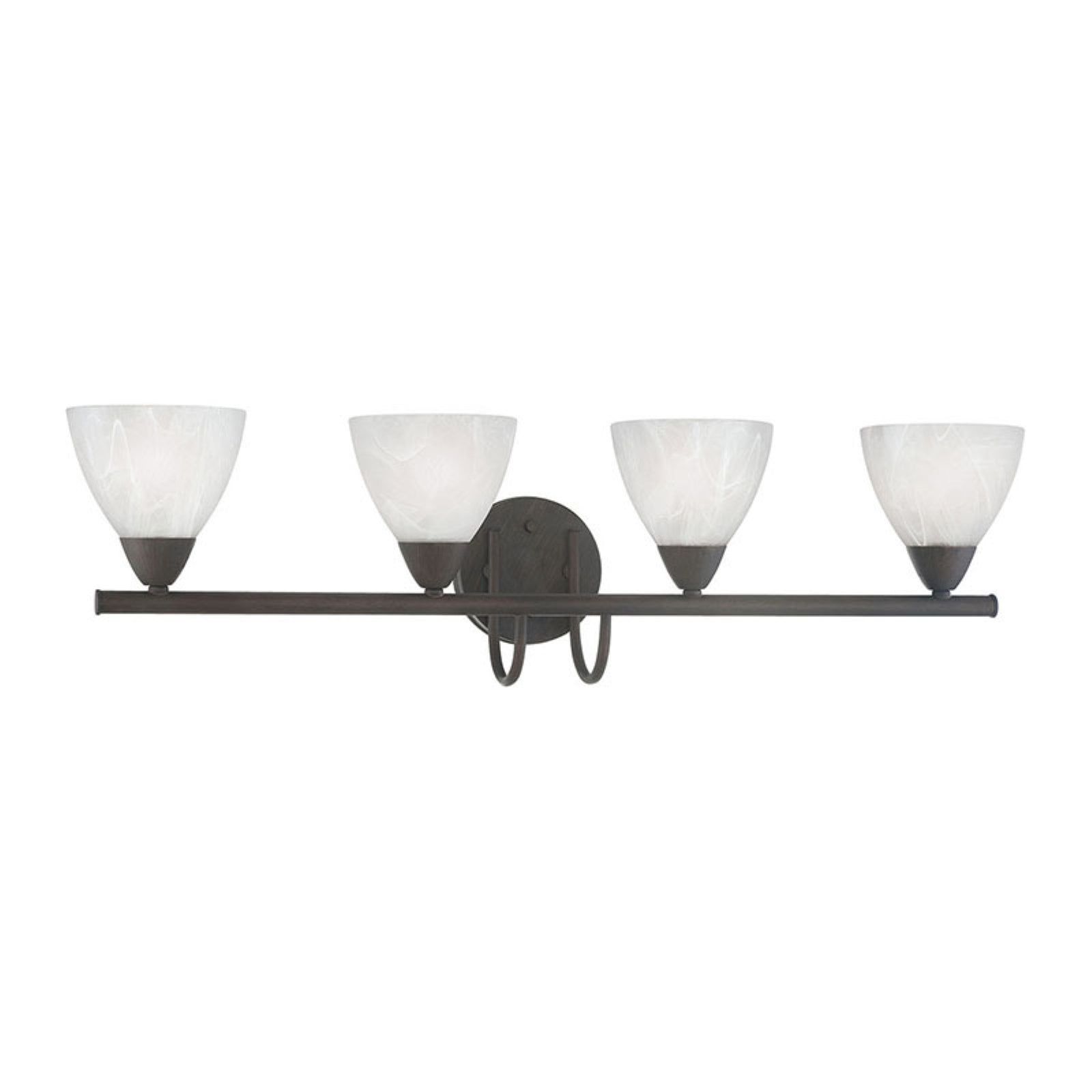 Elegant Painted Bronze 4-Light Vanity Fixture with White Glass Shades