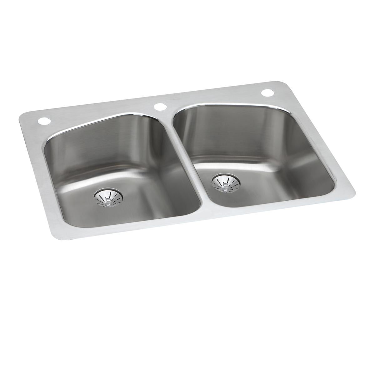 Elkay Lustertone Stainless Steel 33" Dual Mount Double Bowl Sink