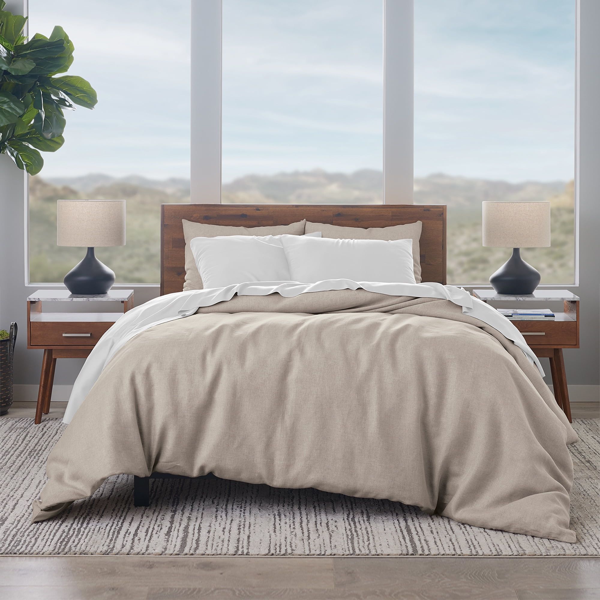 Natural Linen Cotton California King Duvet Cover Set