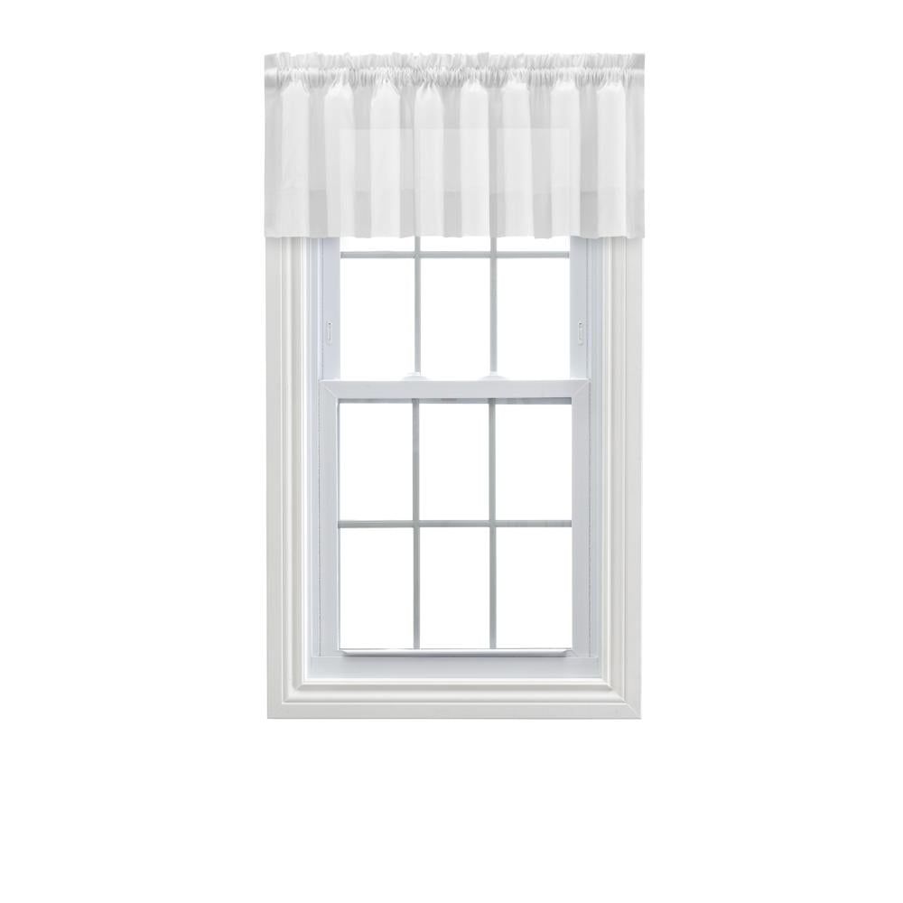 White Shadow Stripe Rod Pocket Tailored Valance 82" x 12"