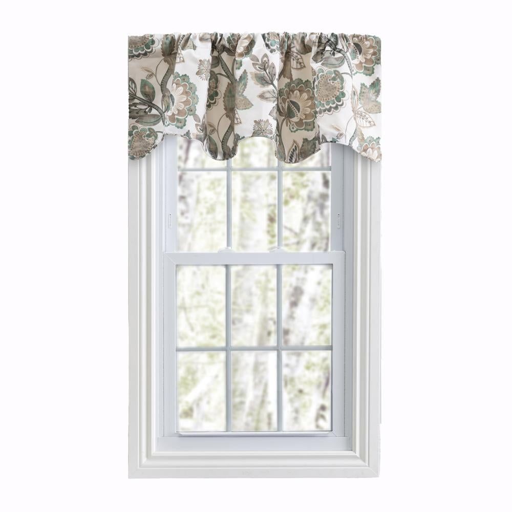 Grey Floral Scalloped Rod Pocket Valance 50" x 16"