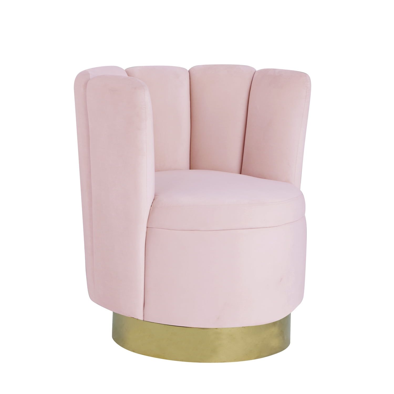 Blush Pink Velvet Swivel Barrel Accent Chair