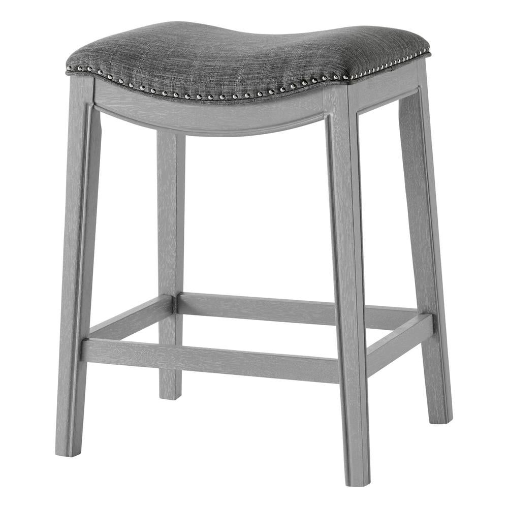 Ash Gray Adjustable Saddle Style Swivel Counter Stool