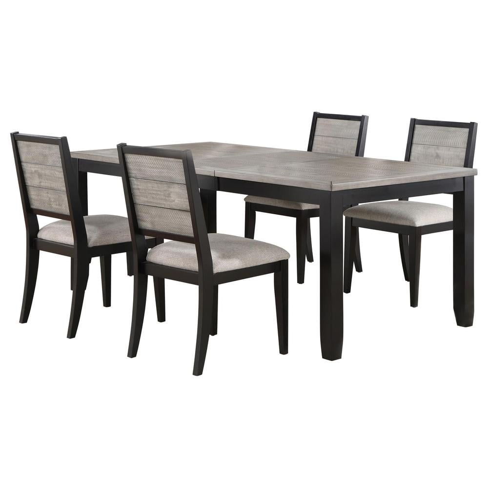 Gray and Black 5-Piece Wood Dining Table Set with Extension Leaf