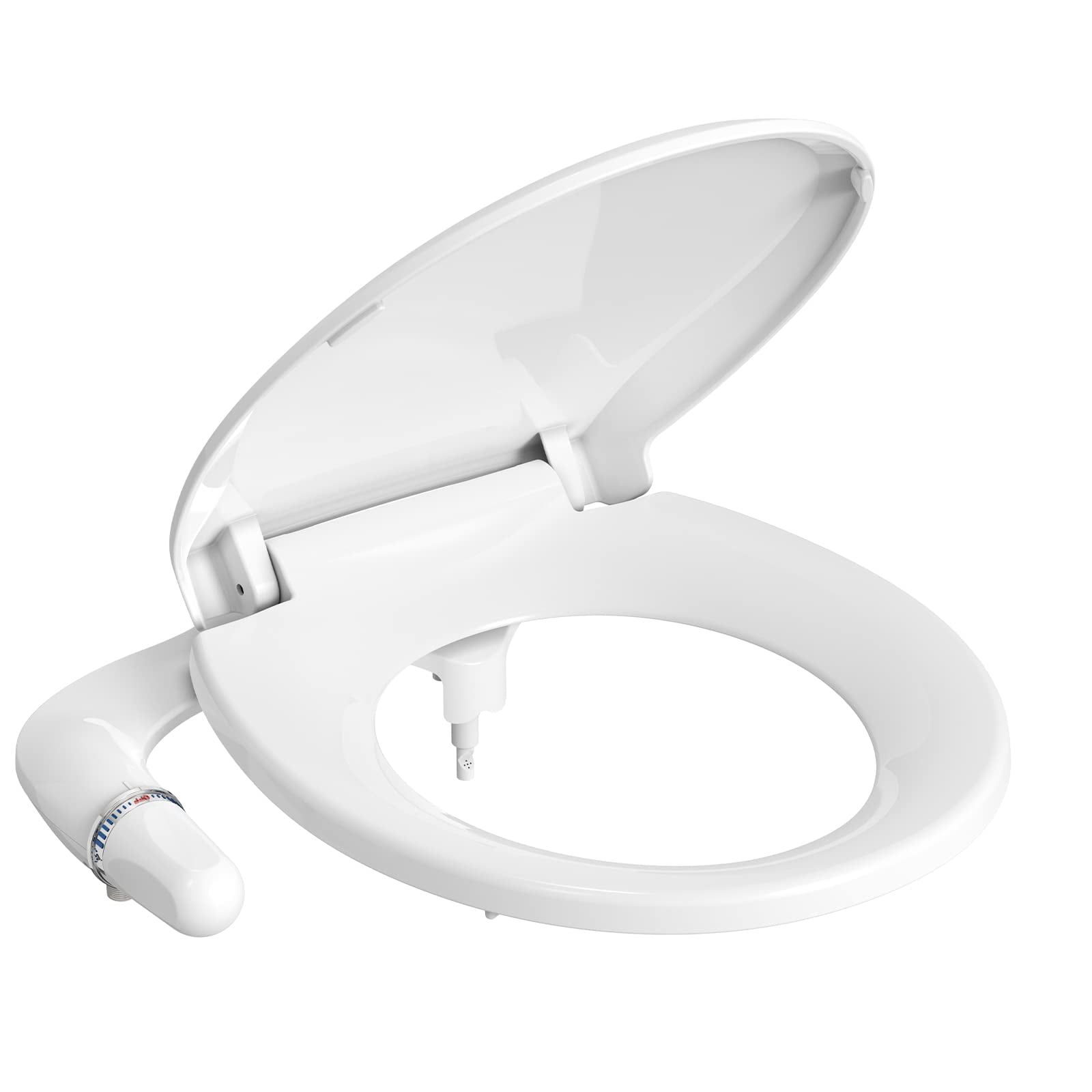 White Round Manual Bidet Toilet Seat with Quiet-Close Lid