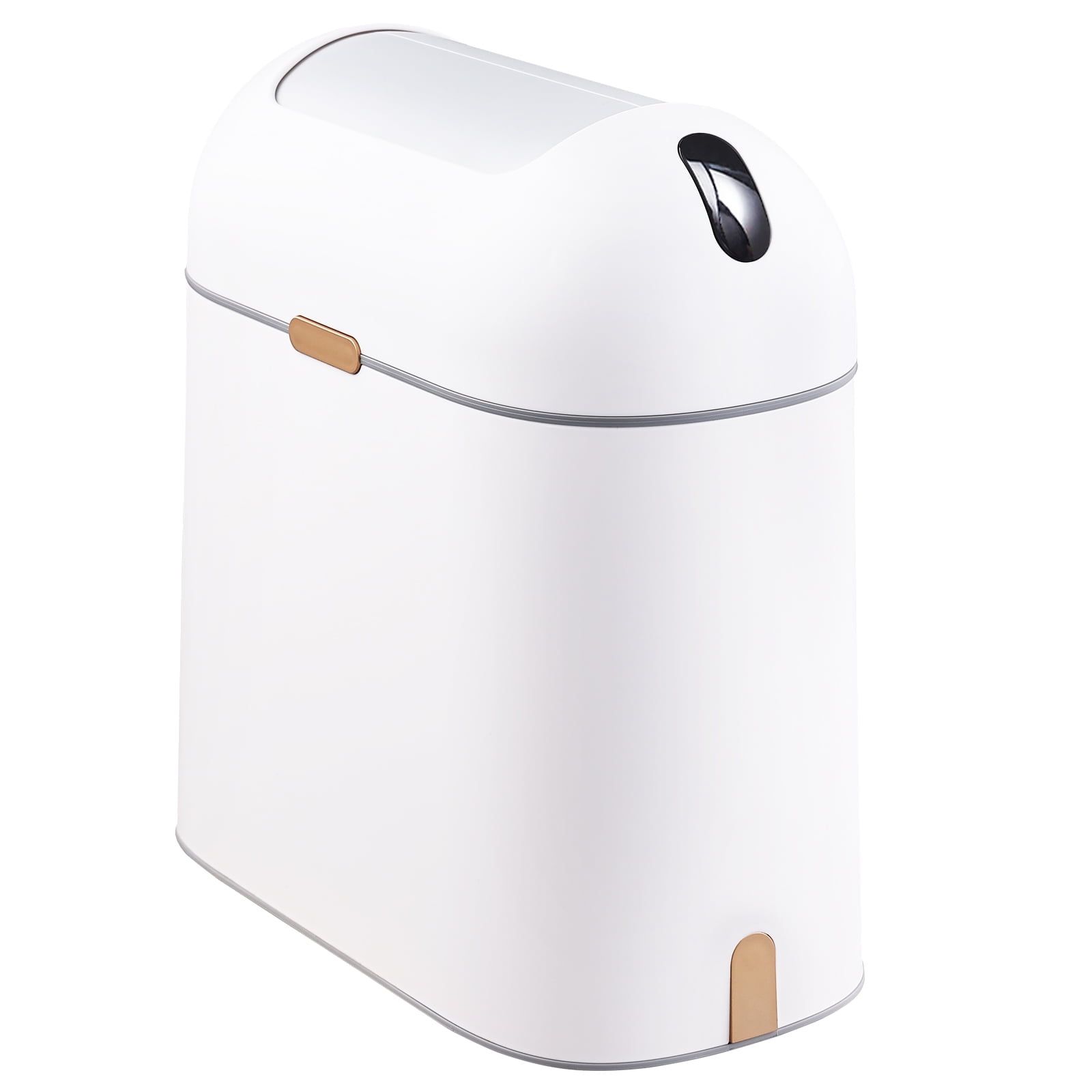 White Oval Motion Sensor Trash Can with Butterfly Lid, 2.5 Gallon