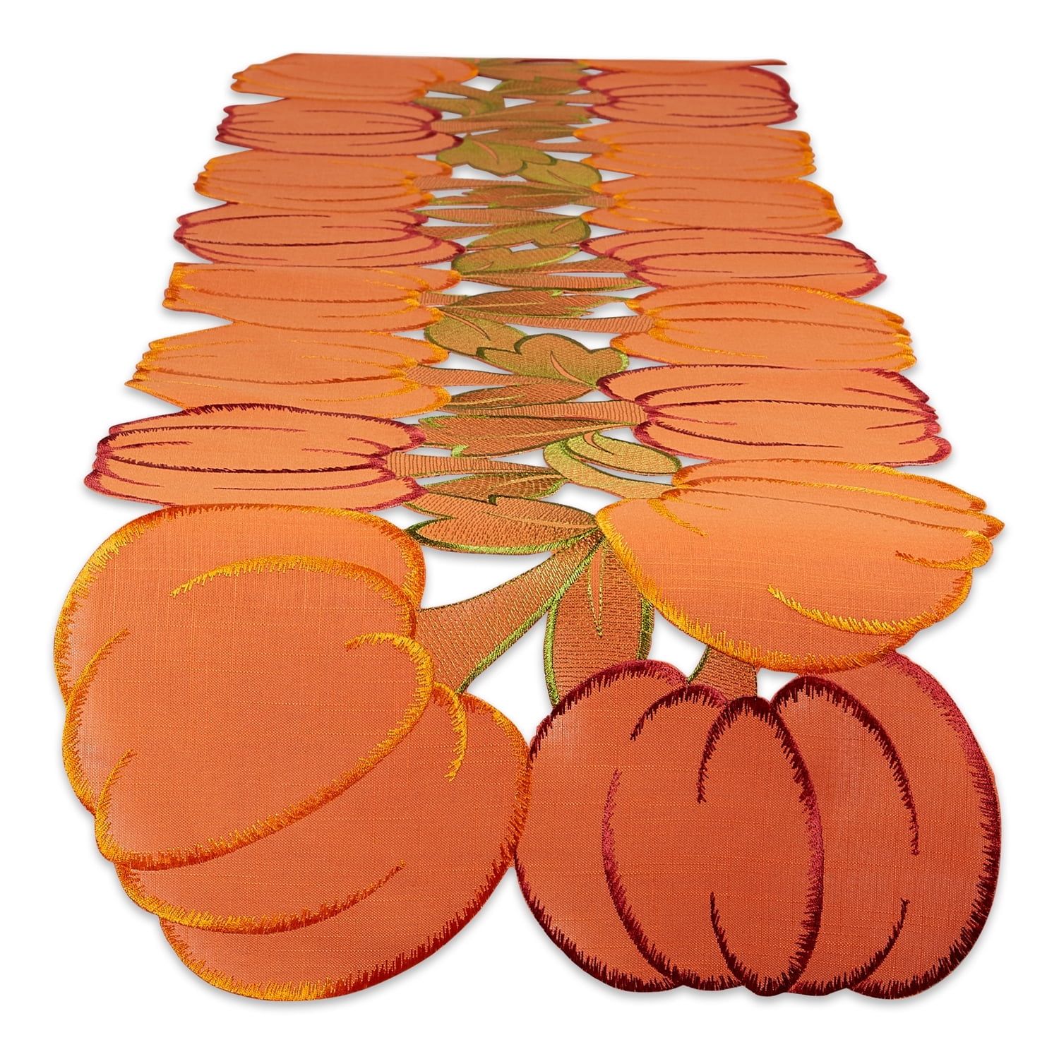 Embroidered Cut Work Pumpkins Polyester Table Runner 14x60