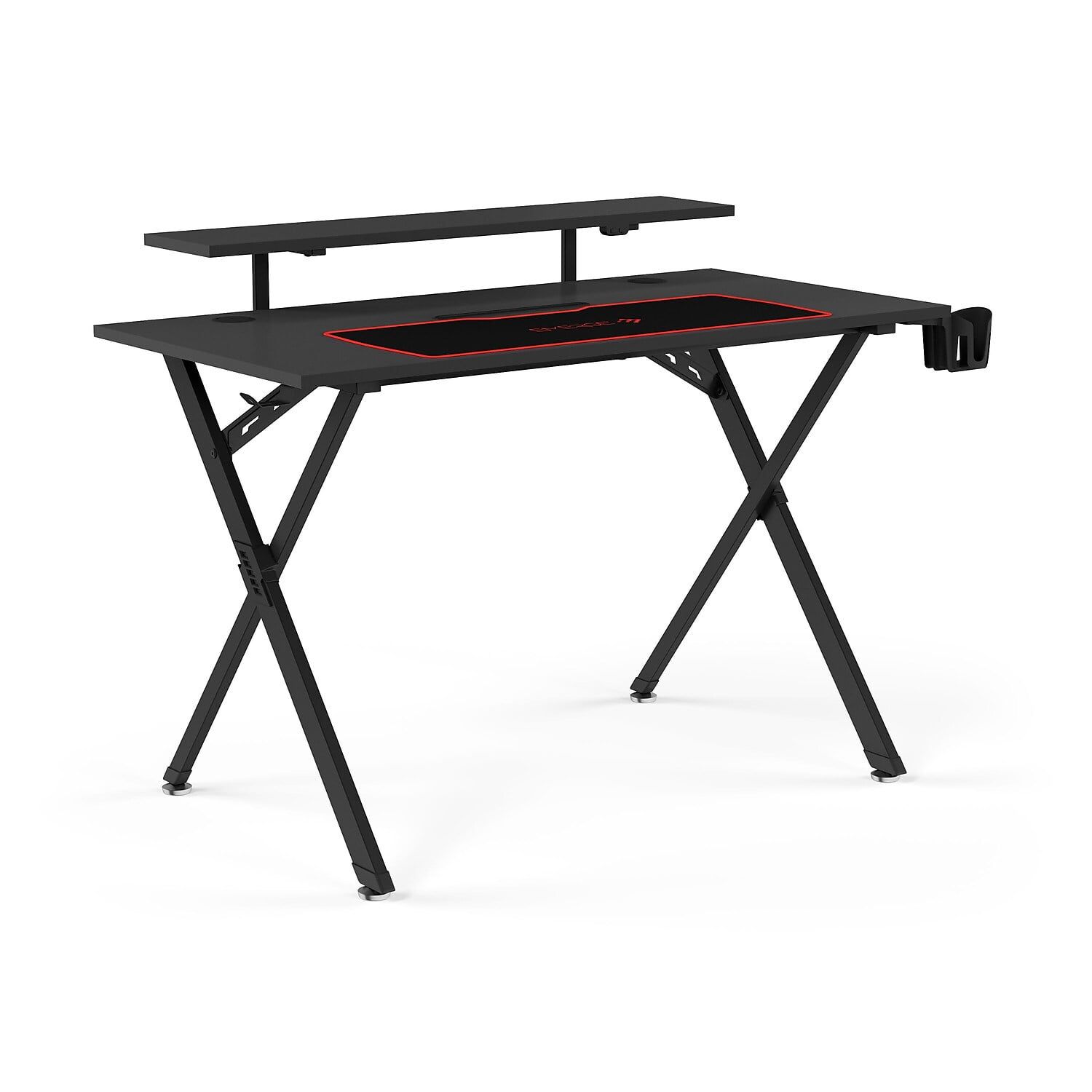 Vizon Black Gaming Desk with LED Lighting and Storage Features