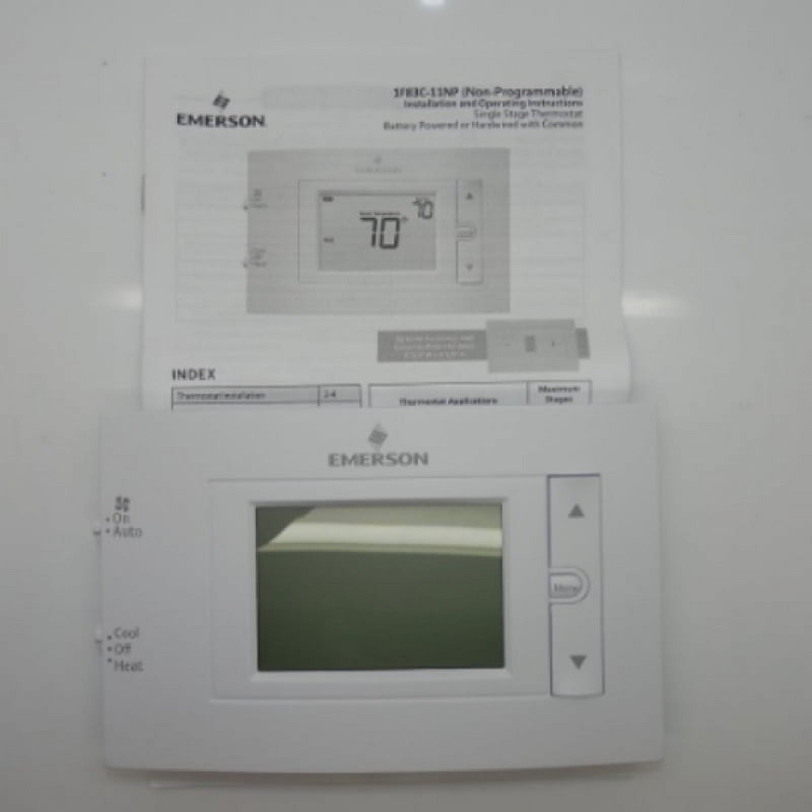 Emerson White Digital Non-Programmable Thermostat with Backlit Display