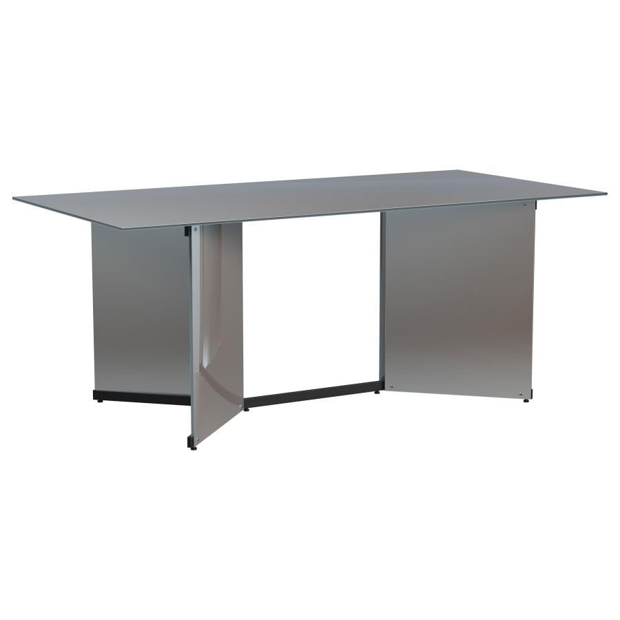 Emery 76-inch Rectangular Silver Mirrored Dining Table