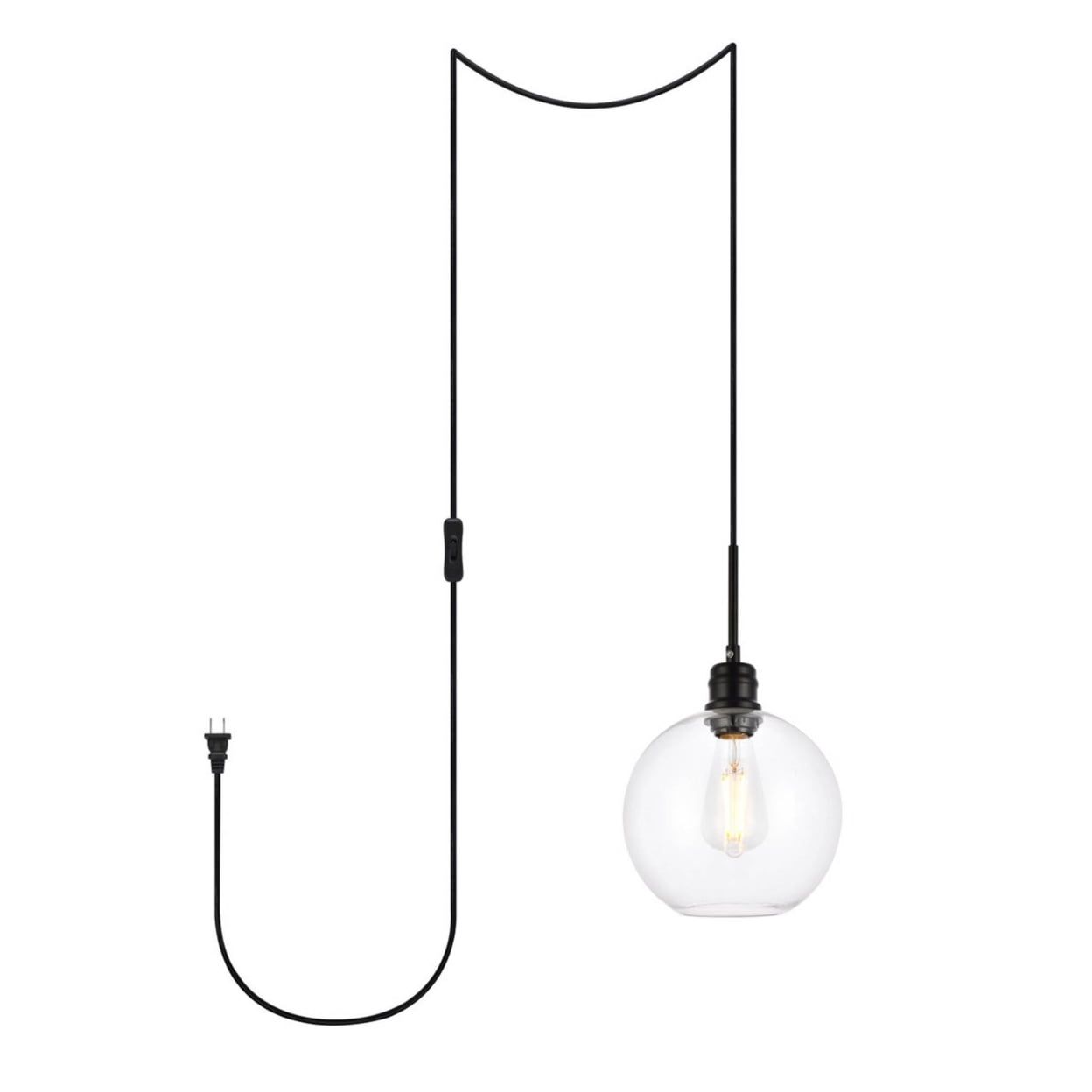 Emett Black Iron and Clear Glass Globe Pendant Light