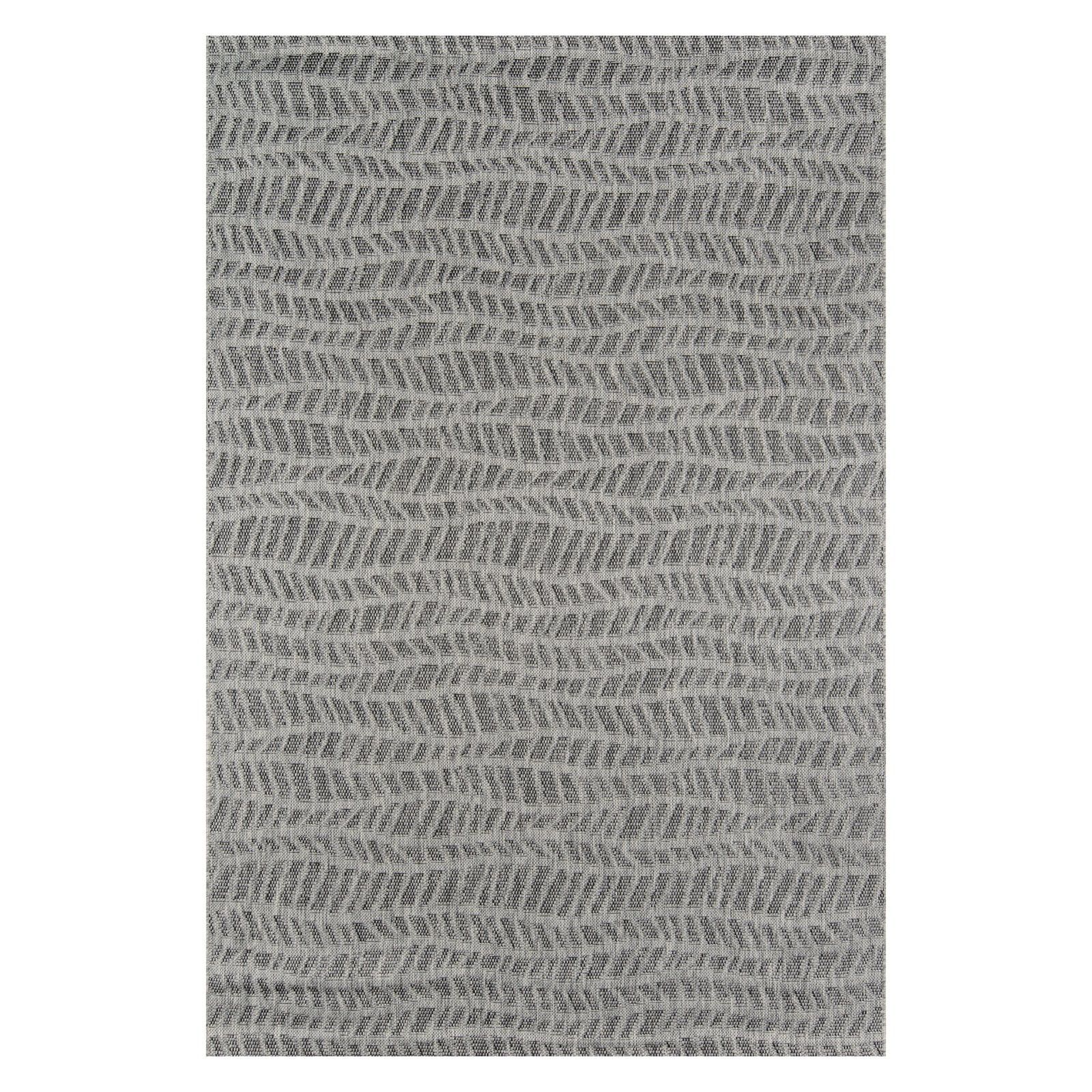 Gray Abstract Geometric Indoor/Outdoor Polypropylene Rug, 3'3" x 5'