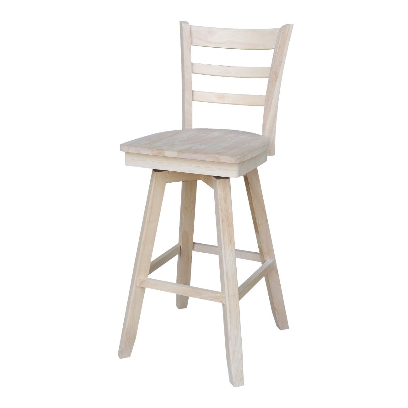 Emily Unfinished Wood Swivel Bar Height Stool